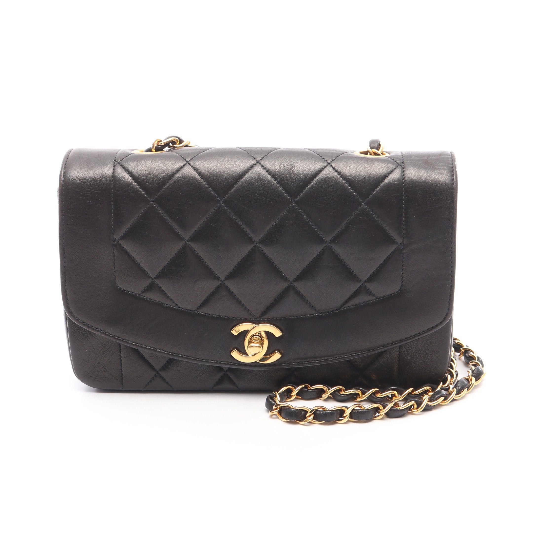 Chanel Chanel Matelasse Diana Flap Chain Shoulder Bag Lambskin Black Gold Hardware Size ONE SIZE - 1 Thumbnail