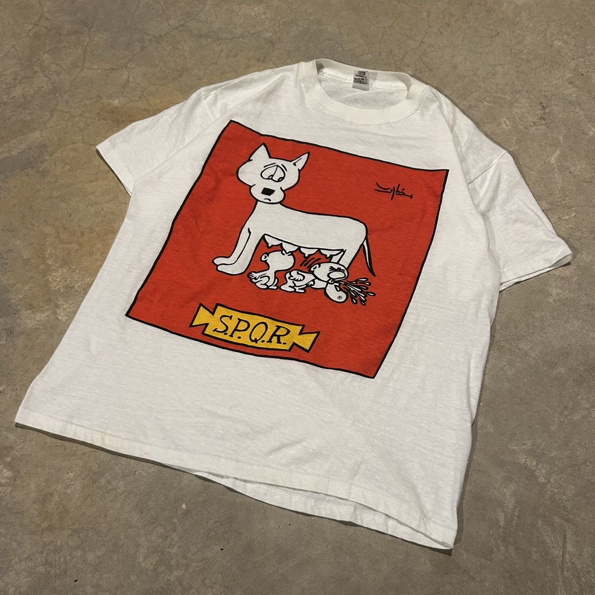 Unsound Rags × Vintage Vintage 1990s Vittorio Vighi SPQR Roma She Wolf Art Tee Rare Size US L / EU 52-54 / 3 - 2 Thumbnail
