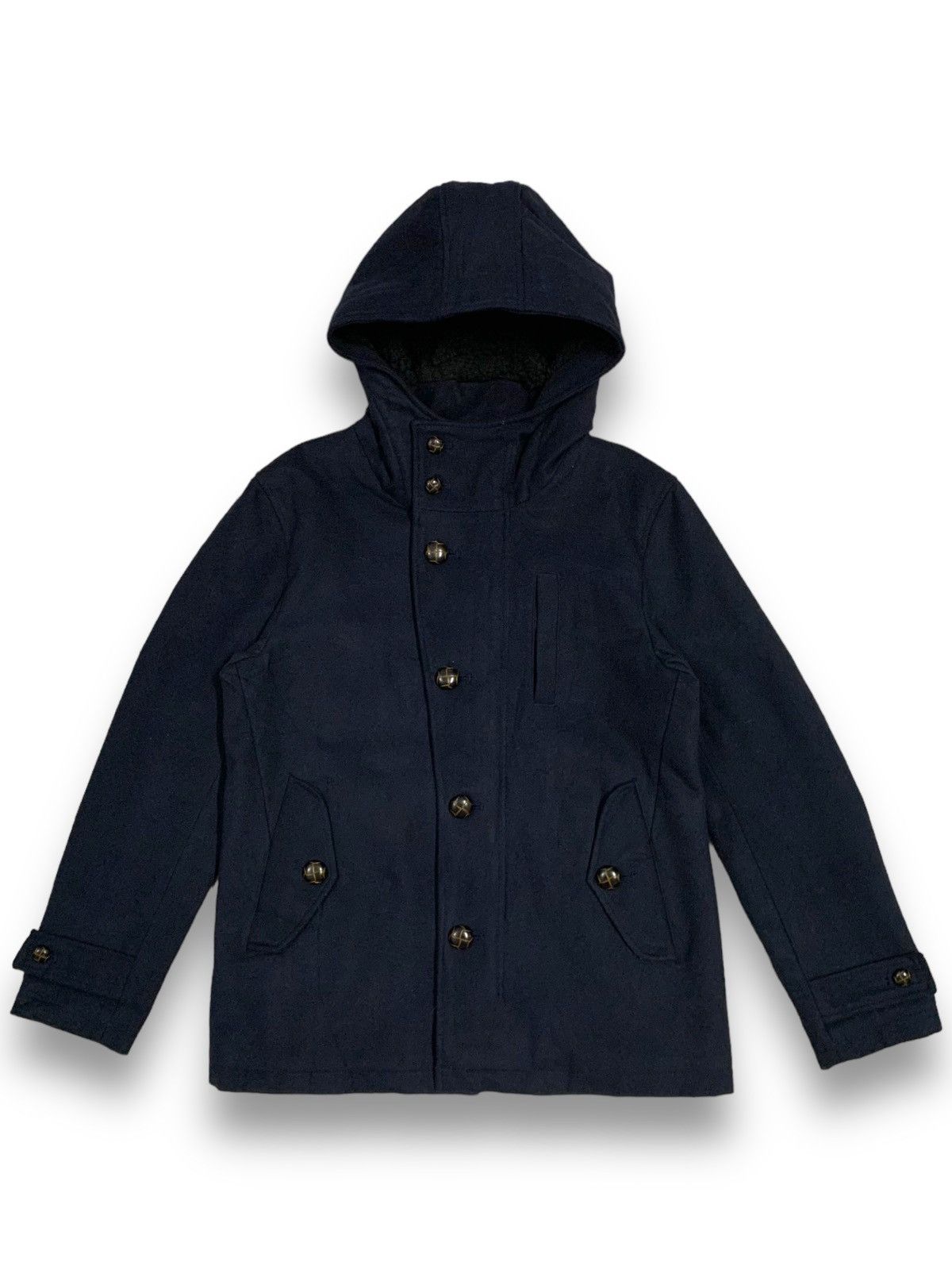 Japanese Brand Japanese Brand ADPOSION Wool Blend Navy Hooded Jacket Size US M / EU 48-50 / 2 - 1 Thumbnail