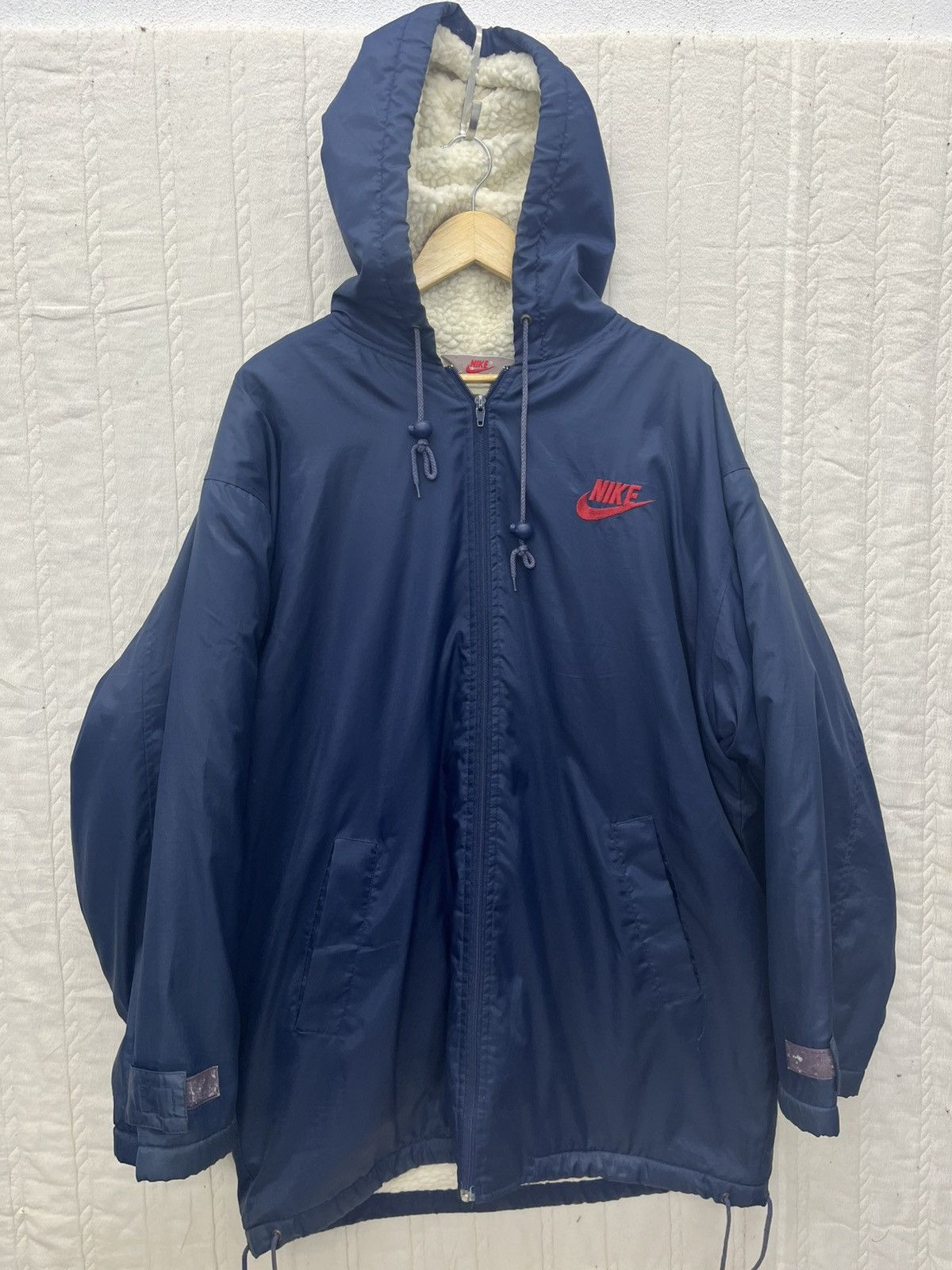 Japanese Brand × Nike × Vintage ARCHIVES🔥NIKE SWOOSH BACK HIT SHEARLING JACKET HOODED Size US L / EU 52-54 / 3 - 3 Thumbnail