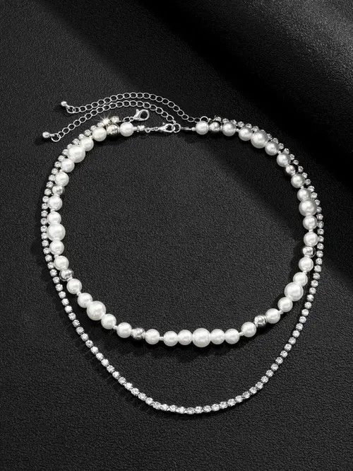 Jewelry Retro Punk Vintage Glass Pearl Necklace Chain Size ONE SIZE - 3 Thumbnail