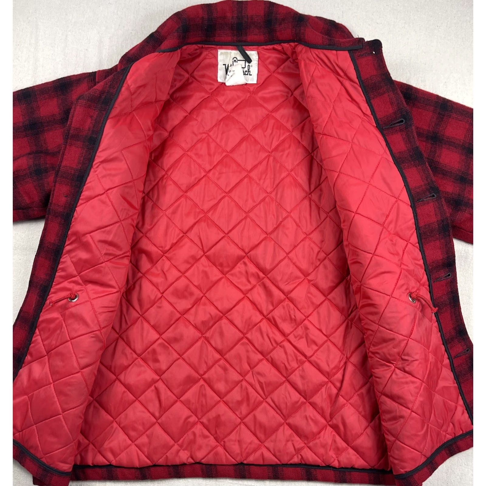 Vintage VINTAGE Woolrich Hunting Jacket Coat - Buffalo Plaid Wool Mackinaw, Quilted Lined, Button Closure, Men, Size 40, Red, Outdoor Winter/Casual 40 Mens Size US XXS / EU 40 - 2 Thumbnail