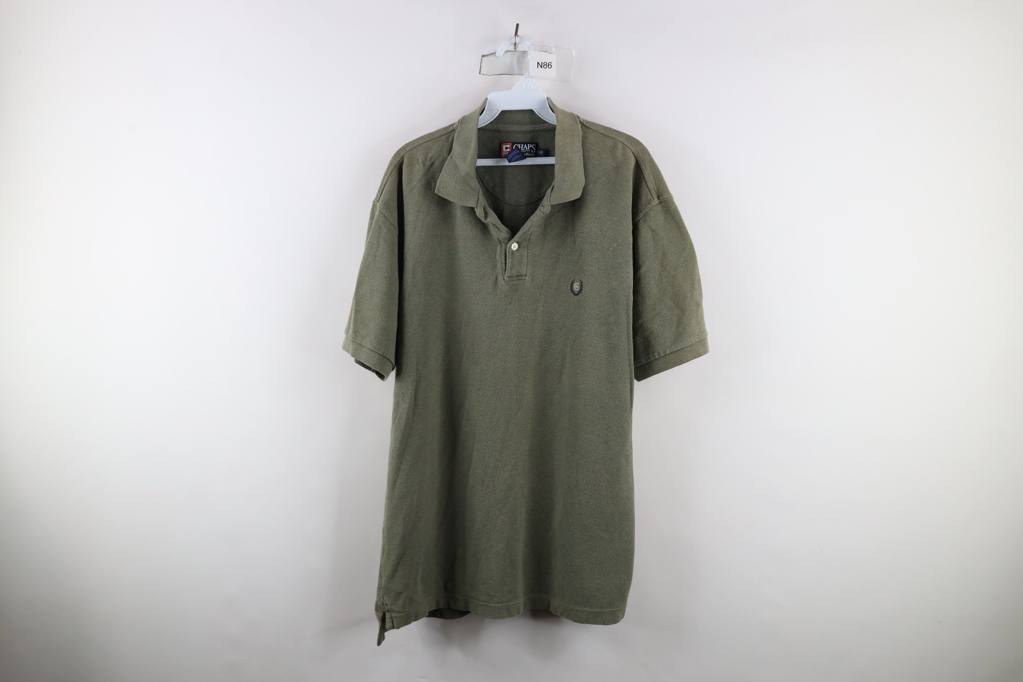 Ralph Lauren × Vintage Vintage 90s Chaps Ralph Lauren Monogram Polo Shirt Green Size US L / EU 52-54 / 3 - 1 Thumbnail