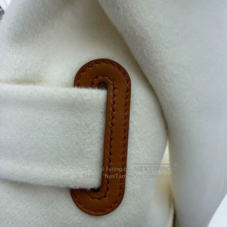 Hermes Hermes White Lapel Mid-length Slim-fit Cashmere Coat Size XXS / US 00 / IT 34 - 5 Thumbnail