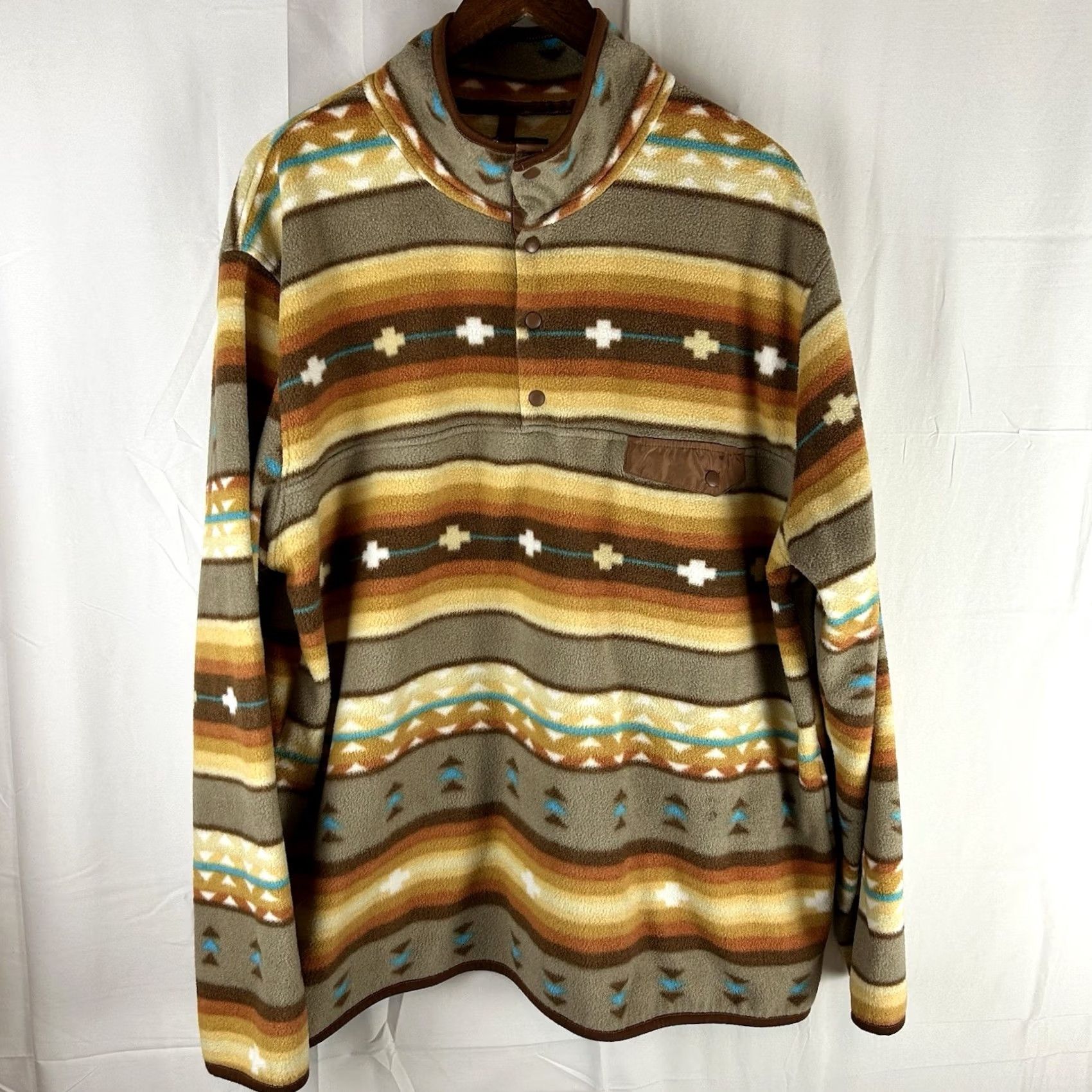 Vintage VINTAGE Cabin Fever By Ramatex Fleece Southwest Aztec 2XL 1/4 Button Pullover Pockets Mens Jacket Size US XXL / EU 58 / 5 - 2 Thumbnail
