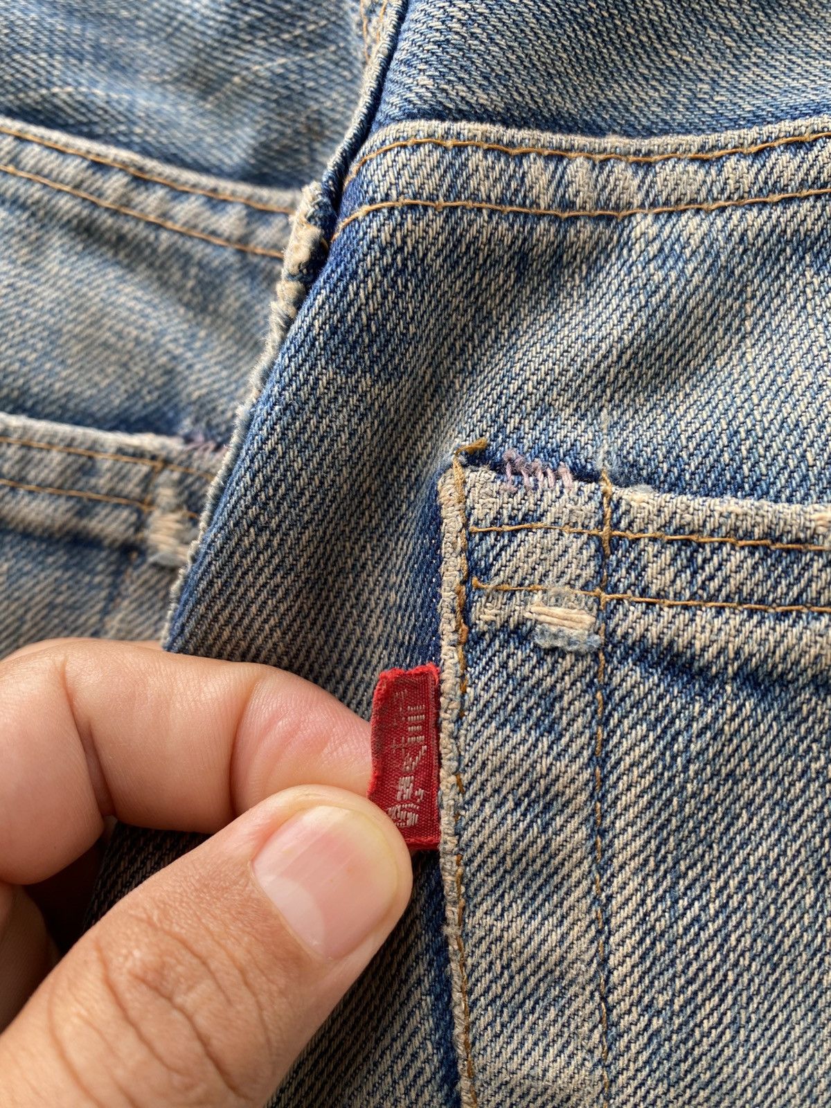 Levi's Vintage Clothing W33x30.5 Vintage levi's 505 redline big E distress repaired Size US 33 - 3 Thumbnail