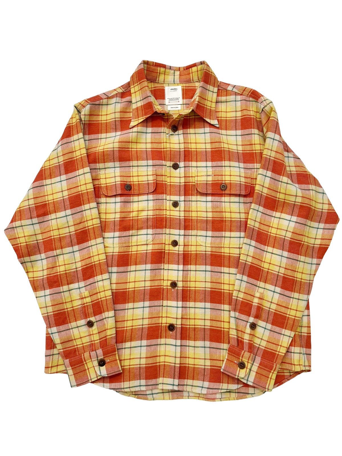 image of Visvim Sz1 Handyman Silk Wool Mohair Yellow Flannel in Red, Men's (Size Small)