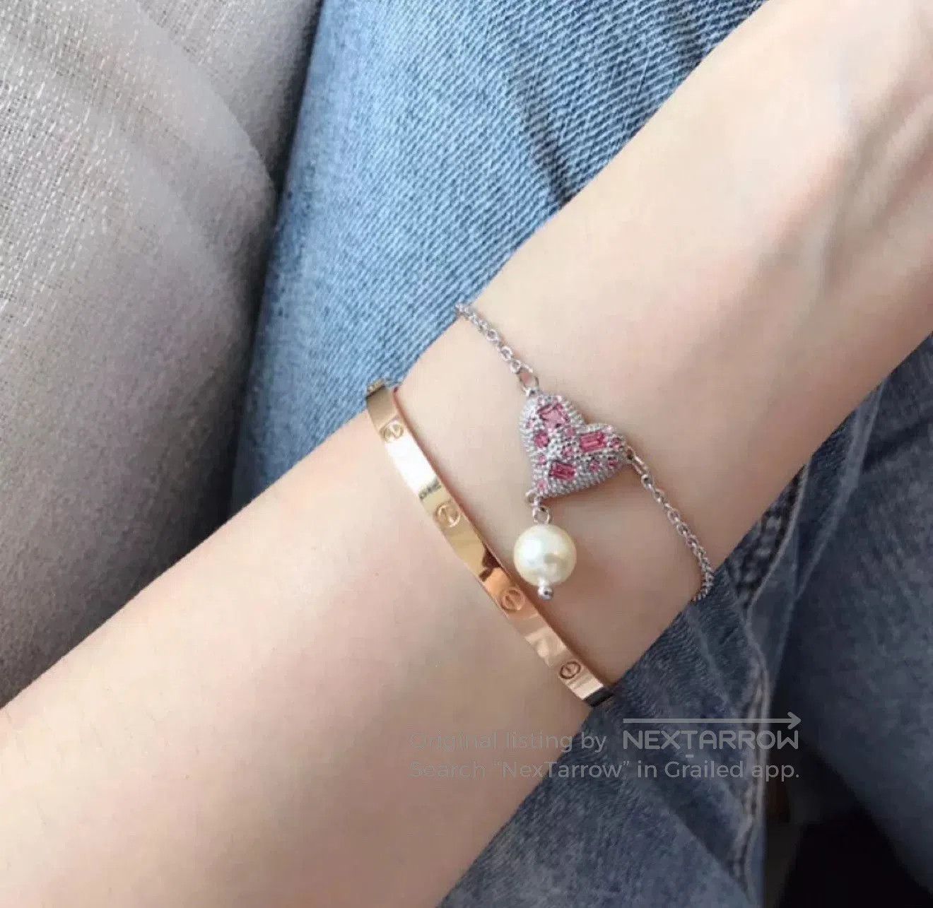 Miu Miu Miu Miu Velvet Heart Diamond Bracelet. Size ONE SIZE - 5 Thumbnail