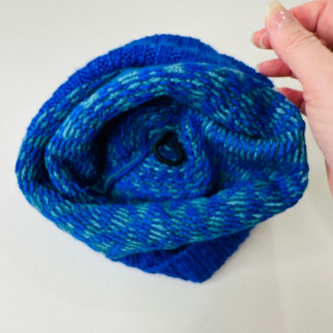 Other Blue Green Triangle Print Knit Beanie Tan Pom Pom OS Size ONE SIZE - 6 Thumbnail