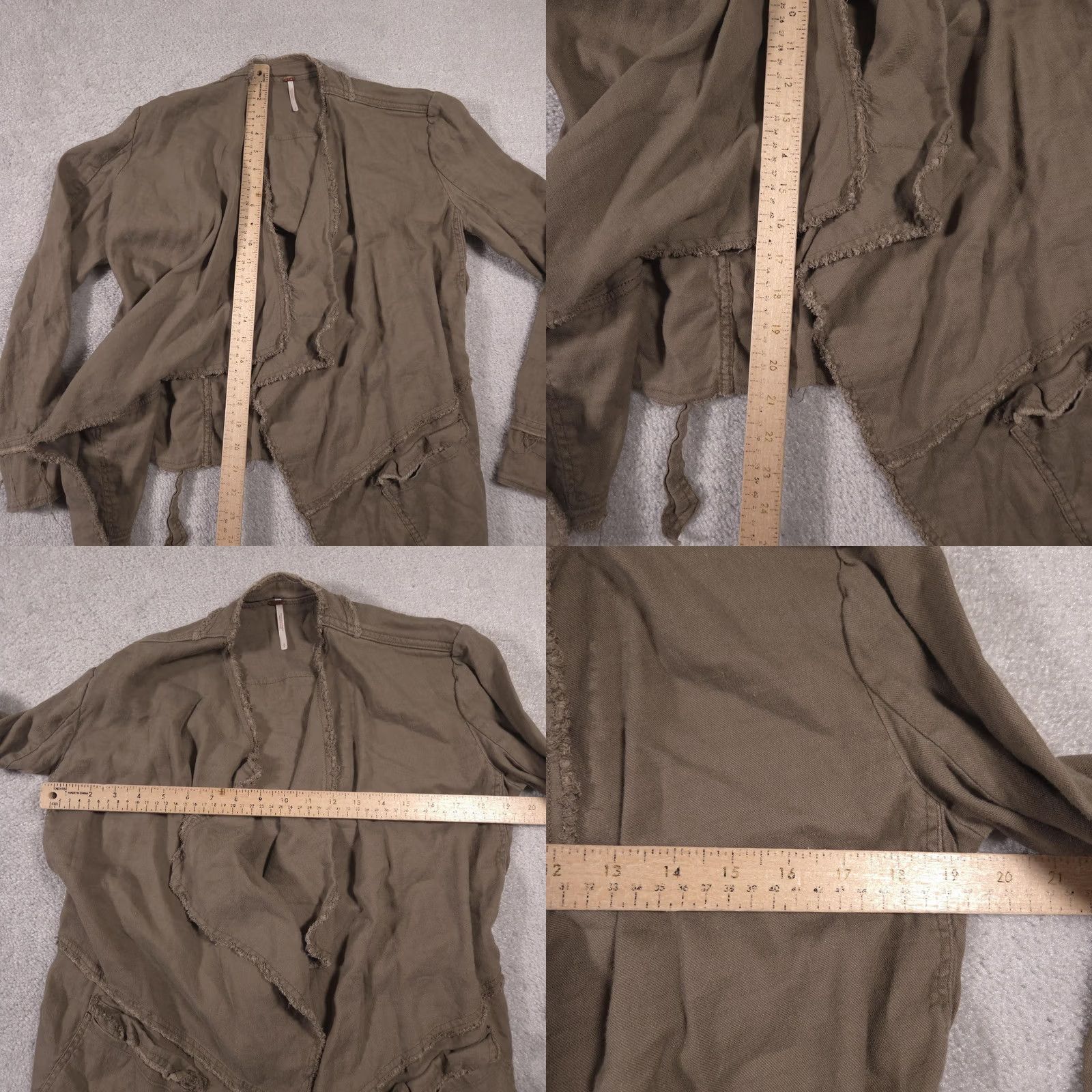 Free People Free People Jacket Womens Small Brown Linen Rayon Open Front Raw Hem Bohemian Lightweight Casual Pockets Size S / US 4 / IT 40 - 8 Thumbnail