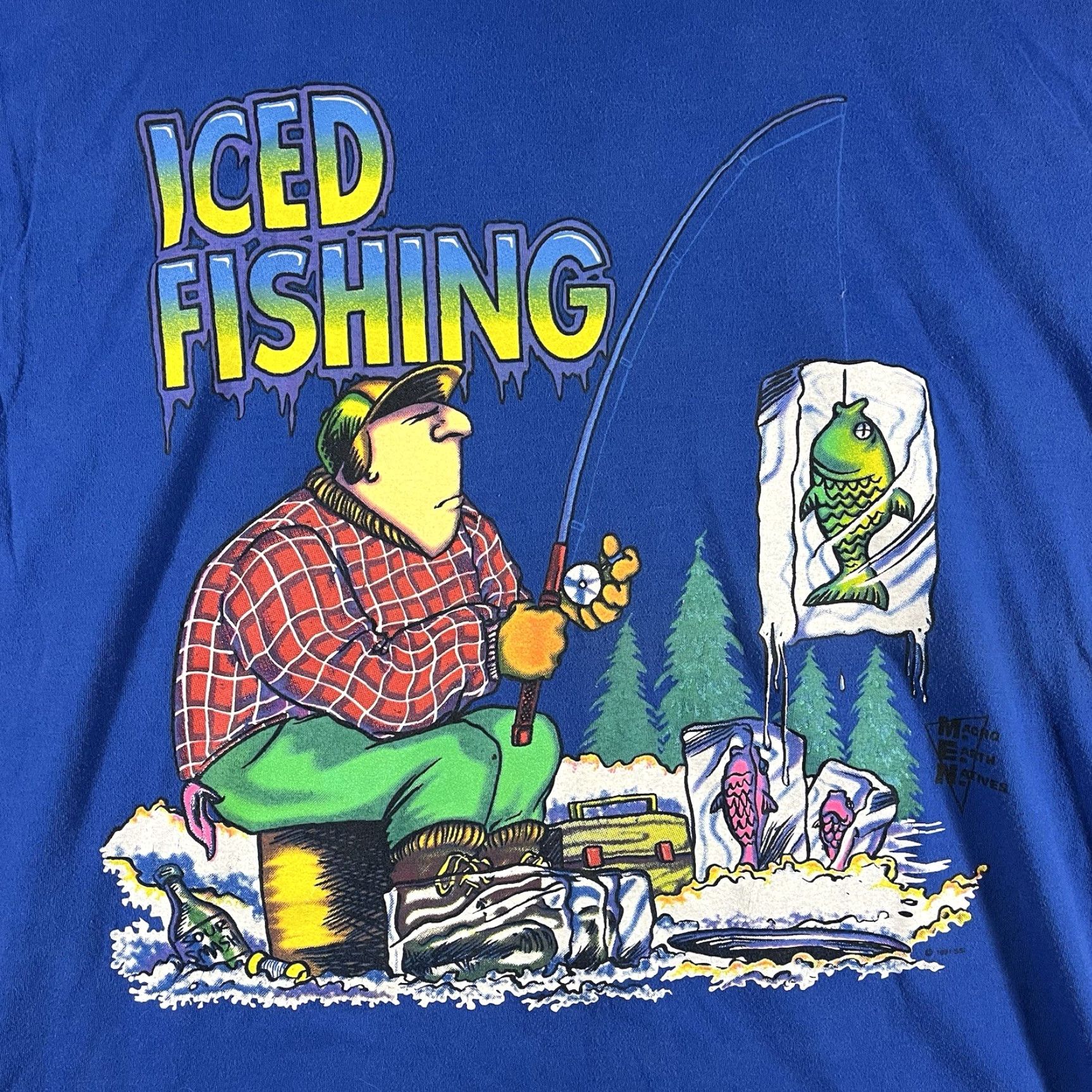 Vintage VINTAGE SSI Graphic Tee Men's Shirt XL Blue Single Stitch 1991 Fishing Hip Hop Crew Neck T-Shirt Size US XL / EU 56 / 4 - 2 Thumbnail