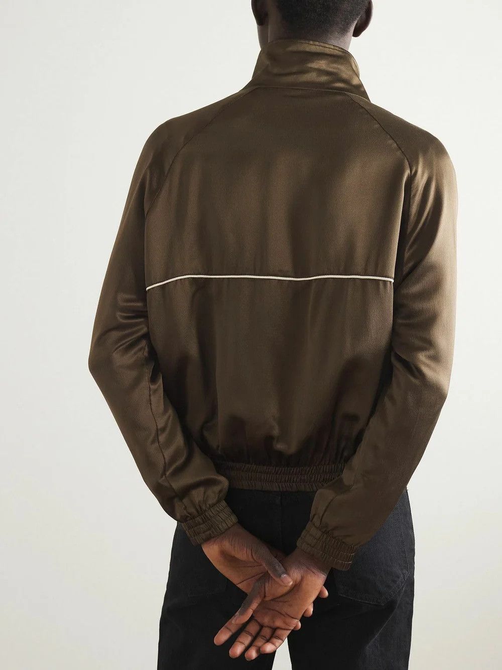 Saint Laurent Paris SAINT LAURENT Paris Teddy Silk Zip-Up Track Jacket Size US L / EU 52-54 / 3 - 4 Thumbnail