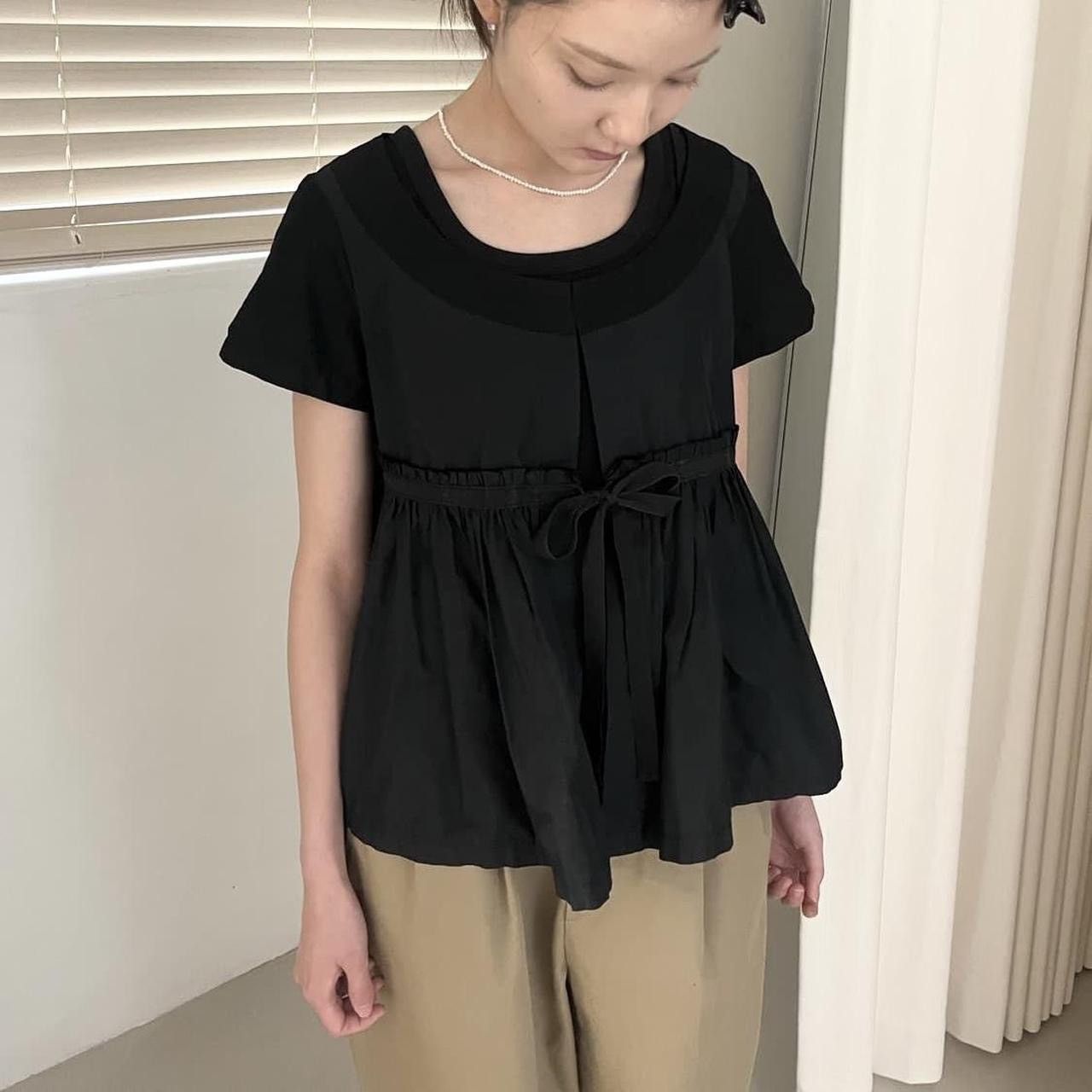 Tricot Comme des Garcons Spring 2007 Babydoll Style Pleated Bow Tie Blouse Size M / US 6-8 / IT 42-44 - 6 Thumbnail