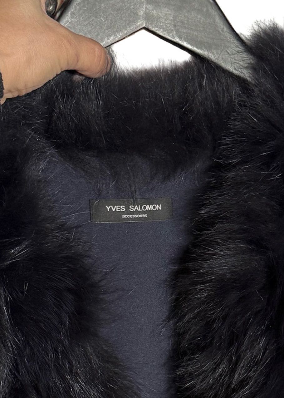 Yves Salomon Yves Salomon Navy Blue Green Trim Rabbit Fur Vest Size L / US 10 / IT 46 - 3 Thumbnail