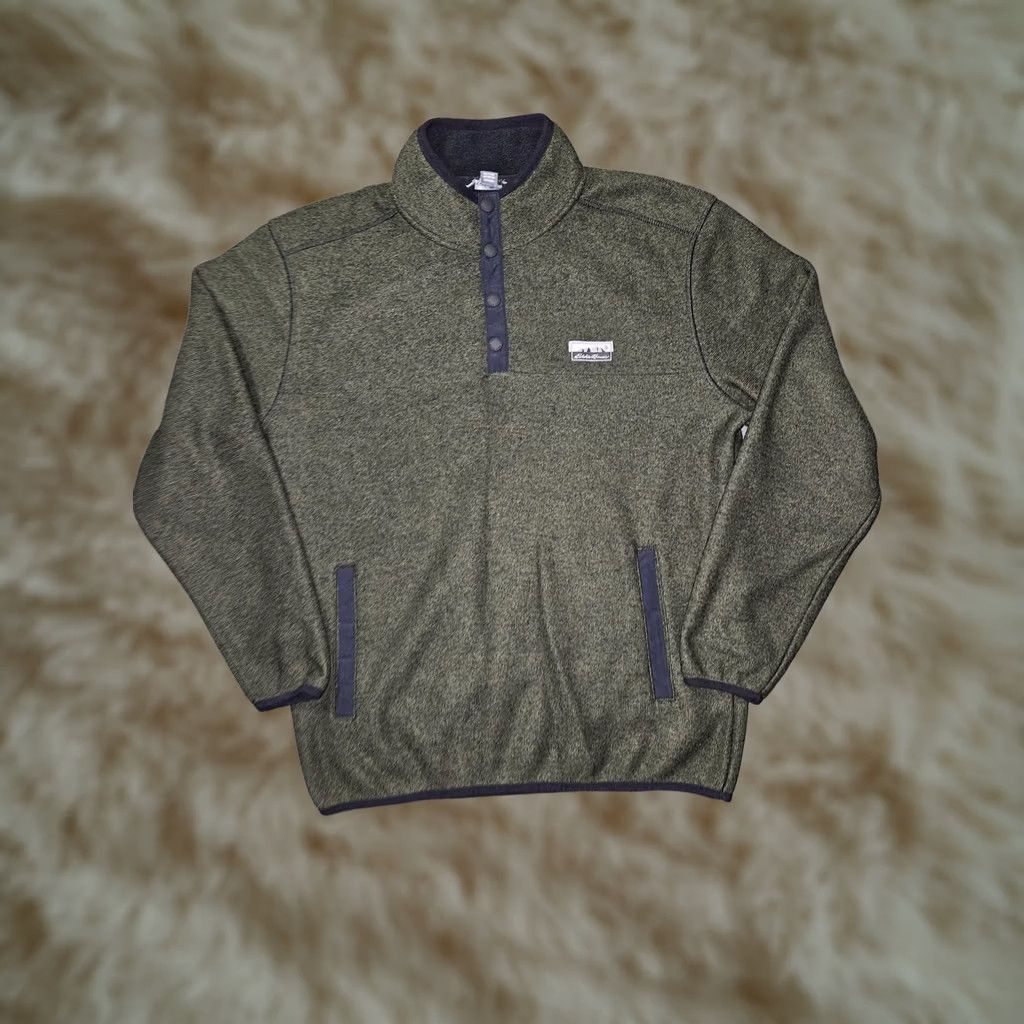 Eddie Bauer Eddie Bauer Sweater Mens Small Green Fleece Quarter Snap Pullover Hiking S/M Casual Knit Logo Pockets Size US S / EU 44-46 / 1 - 1 Thumbnail