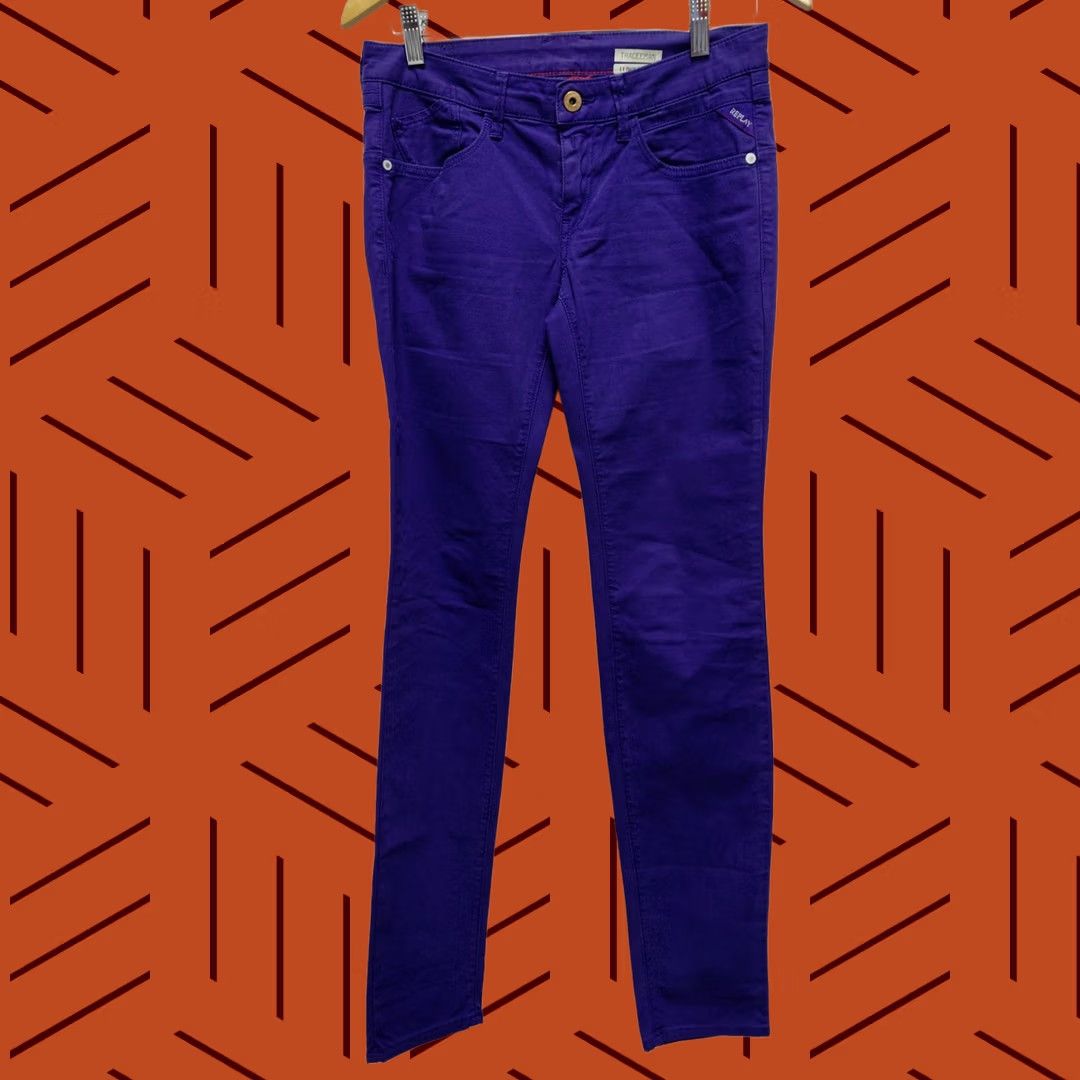 Replay Replay Jeans Purple Solid Denim Size 28 Made in Italy Women Size 28" / US 6 / IT 42 - 1 Thumbnail