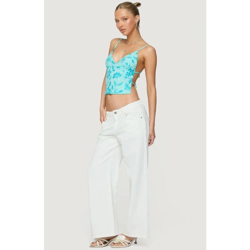 Other edikted Off-White Slouchy Gen Z Mid-Rise Wide Leg Jeans Size 28" / US 6 / IT 42 - 5 Thumbnail