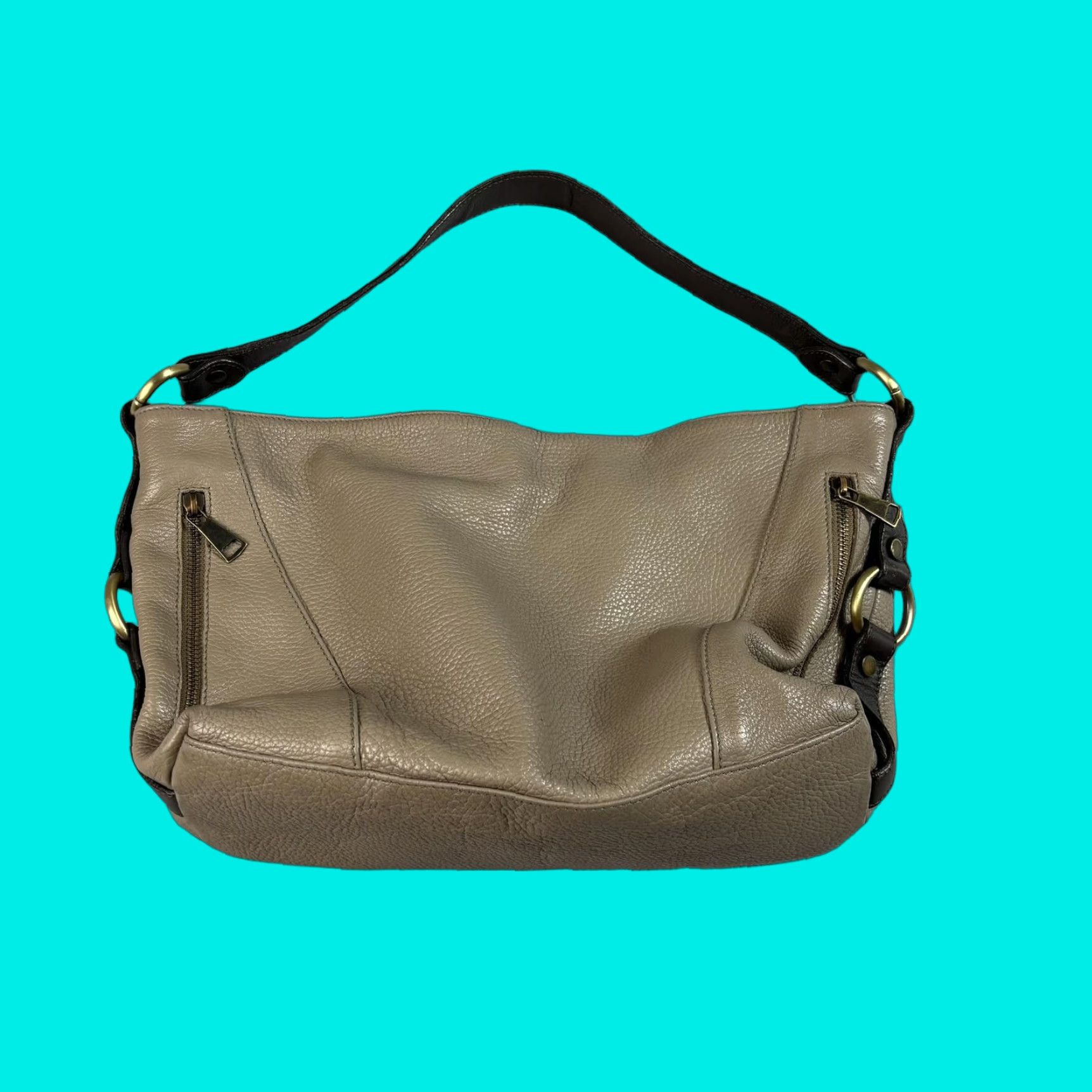 Vintage Sundance Leather Purse Women Large Taupe Slouchy Hobo Bag Zip Pockets Italy READ Size ONE SIZE - 1 Thumbnail