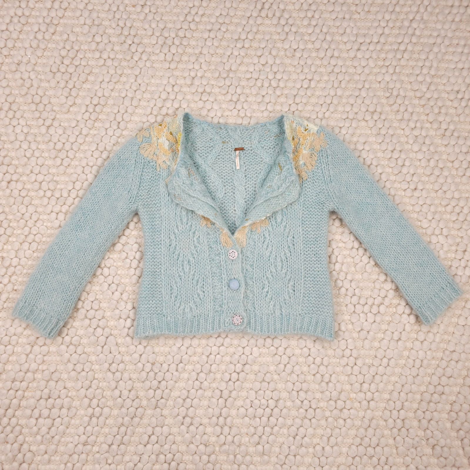 Free People FP One Free People Pixie Wool Blend Cardi Blue Extra Small Size XS / US 0-2 / IT 36-38 - 7 Thumbnail