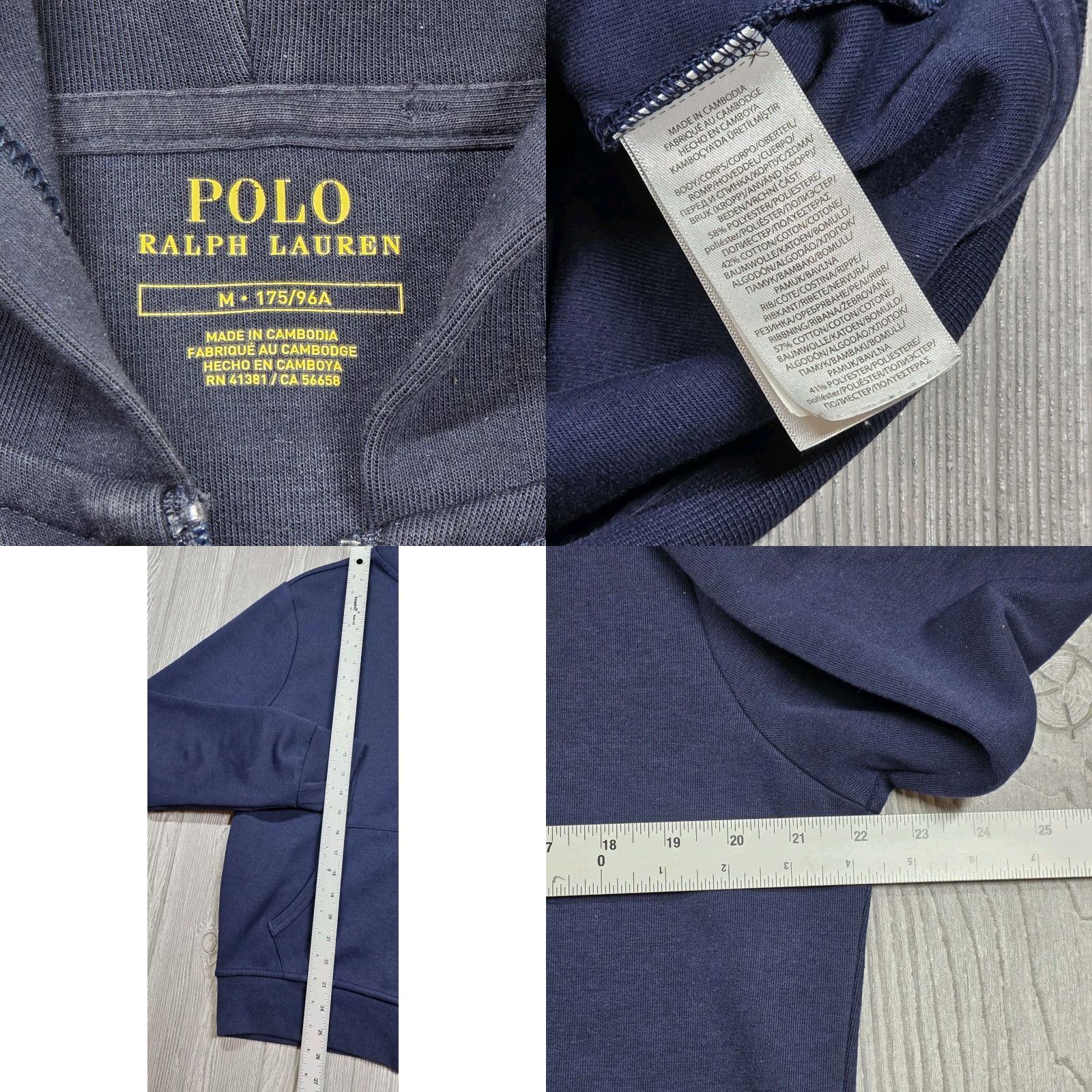 Polo Ralph Lauren POLO RALPH LAUREN Men's Blue Double-Knit Full Zip Hoodie Box Logo Orange Hoodie Men's Blue Polo Ralph Lauren Full Zip Hoodie Box Logo Orange Size US L / EU 52-54 / 3 - 8 Thumbnail