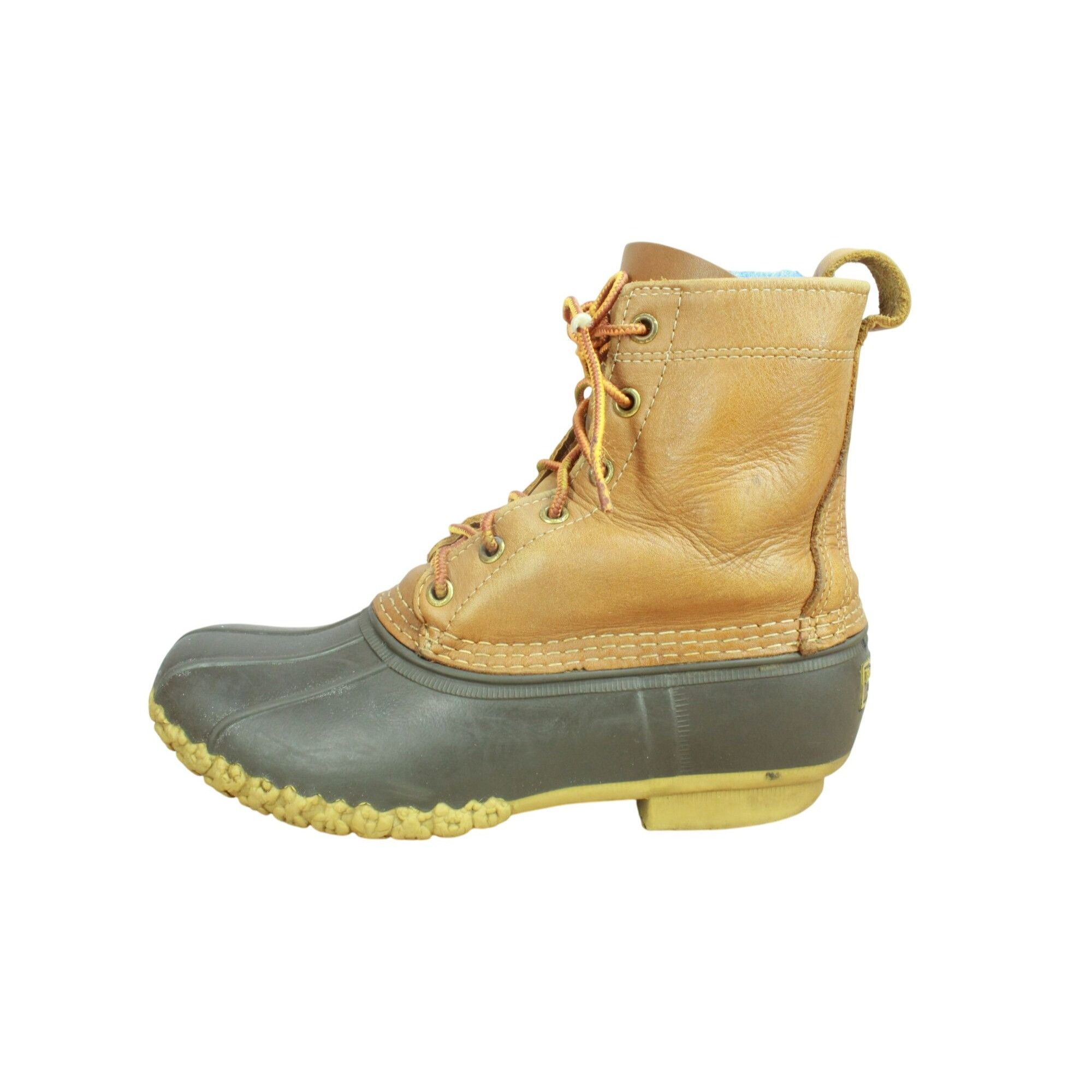 L.L. Bean LL Bean Brown Leather Unlined Ankle Lace-Up Duck Boots Size US 8 / IT 38 - 1 Thumbnail
