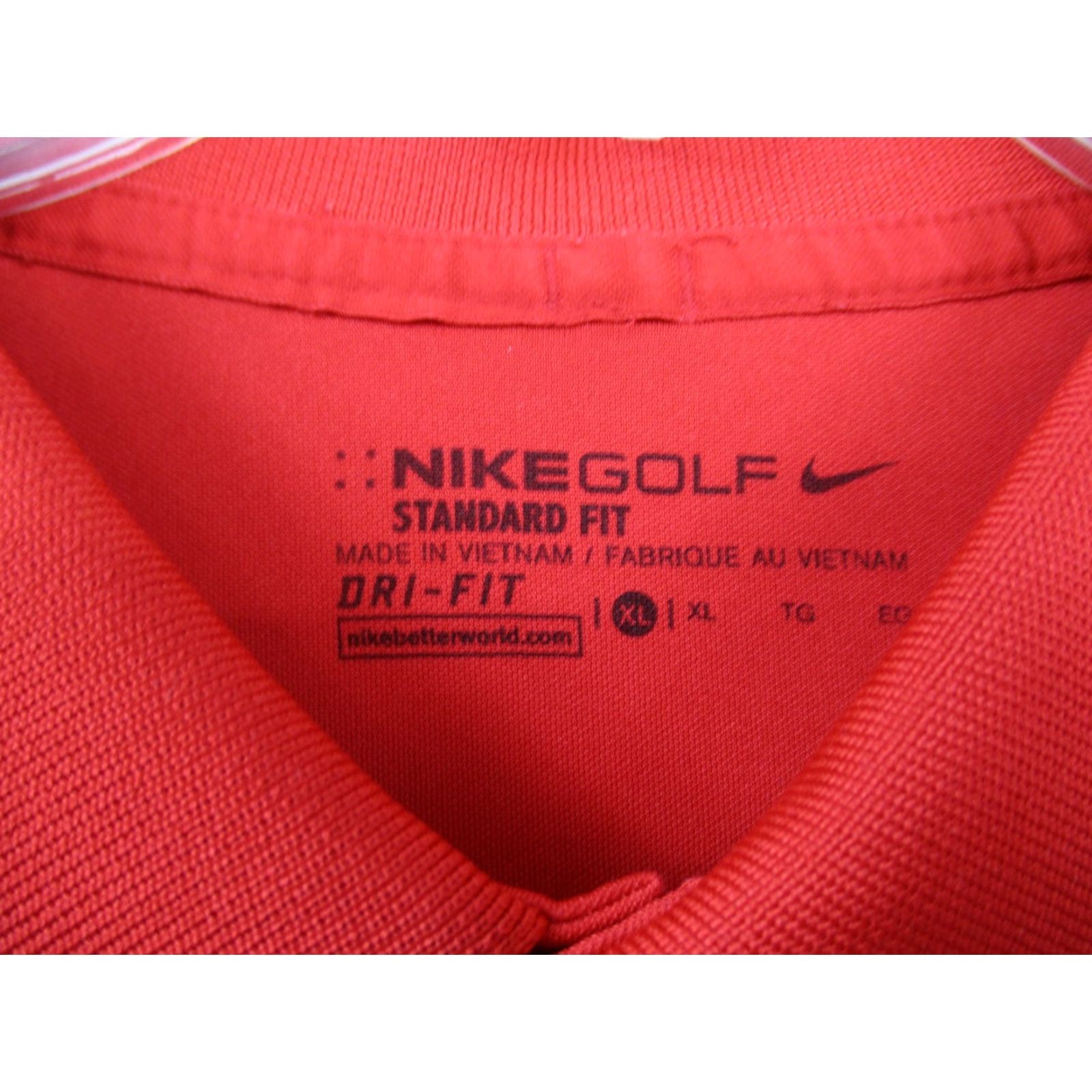 Nike Nike Golf Polo Shirt XL Men Red Short Sleeve Dri-Fit Swoosh Logo Shirt, Logo, Striped, Breathable, Moisture Wicking, 100% Polyester, Vintage: No Size US XL / EU 56 / 4 - 4 Thumbnail