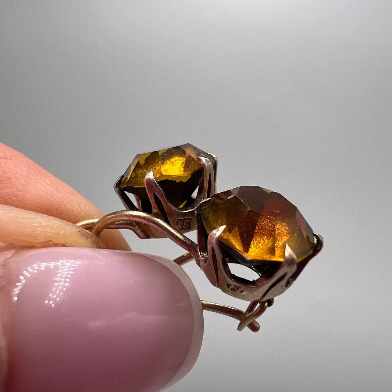 Vintage 1970s Vintage USSR 875 Silver Gold Plated Stud Earrings Size ONE SIZE - 2 Thumbnail