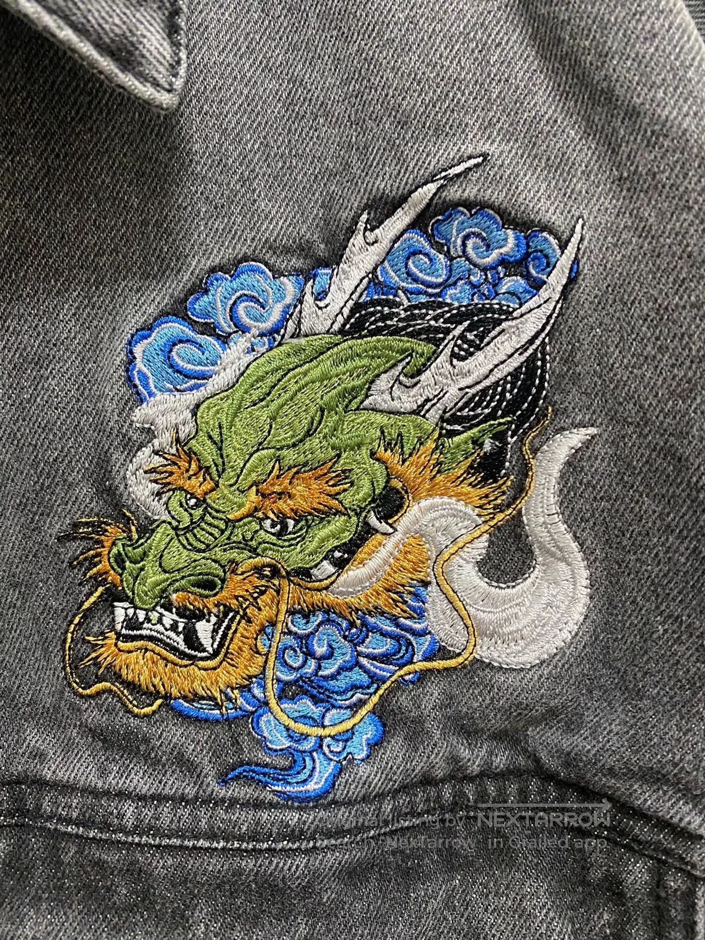 CHENPENG Chinese Style Washed Denim Embroidery Jacket. Size US M / EU 48-50 / 2 - 4 Thumbnail