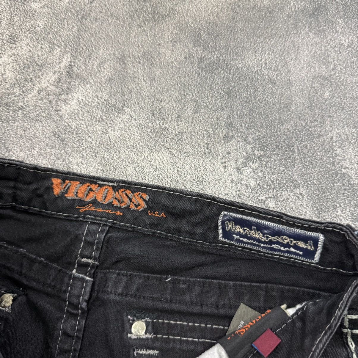 Vintage Vigoss U.S.A. black chain stitch flared jeans wonderafted Size US 30 / EU 46 - 6 Thumbnail