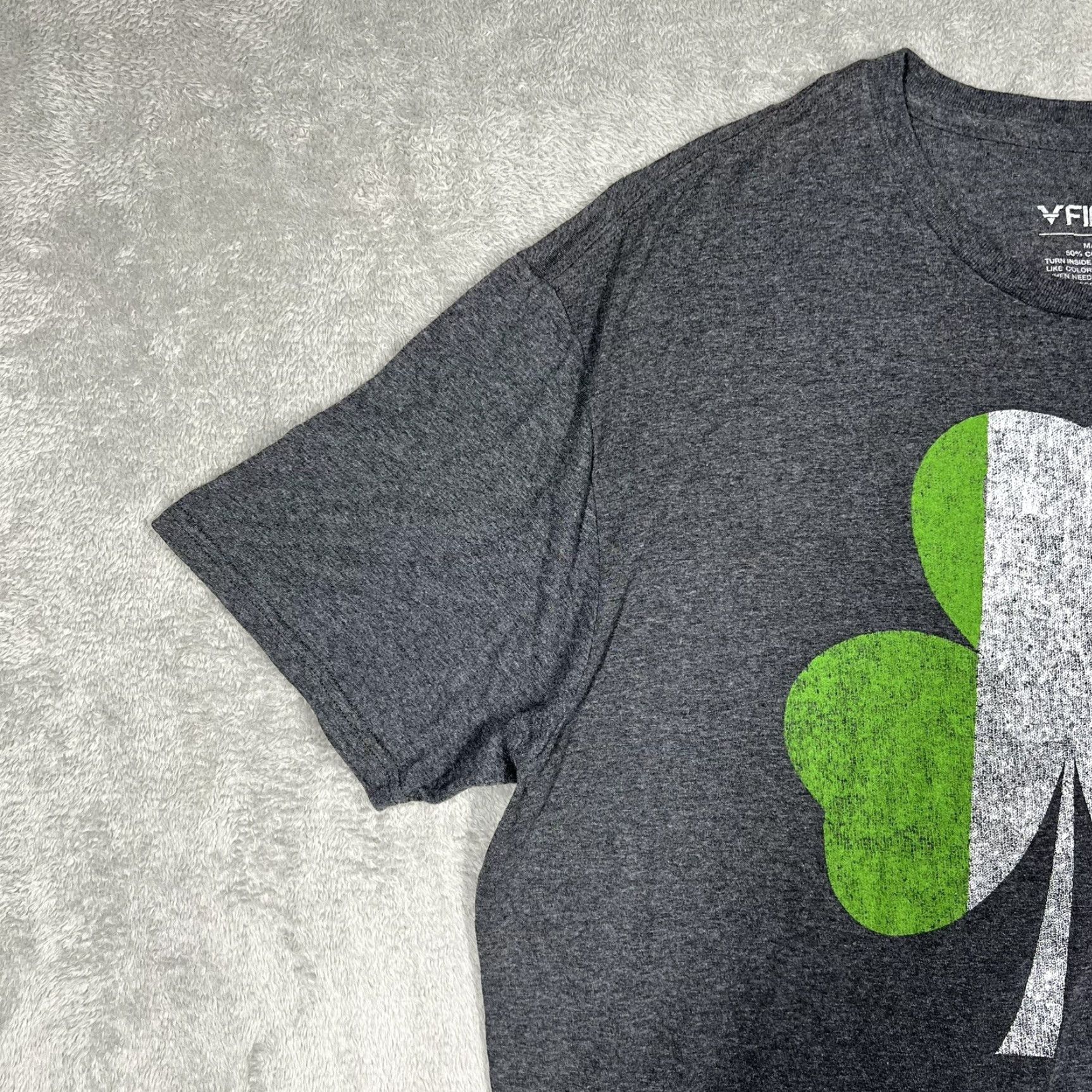 Vintage FifthSun Mens XL Dark Grey T-Shirt Ireland Themed Clover Graphic Tee Size US XL / EU 56 / 4 - 3 Thumbnail