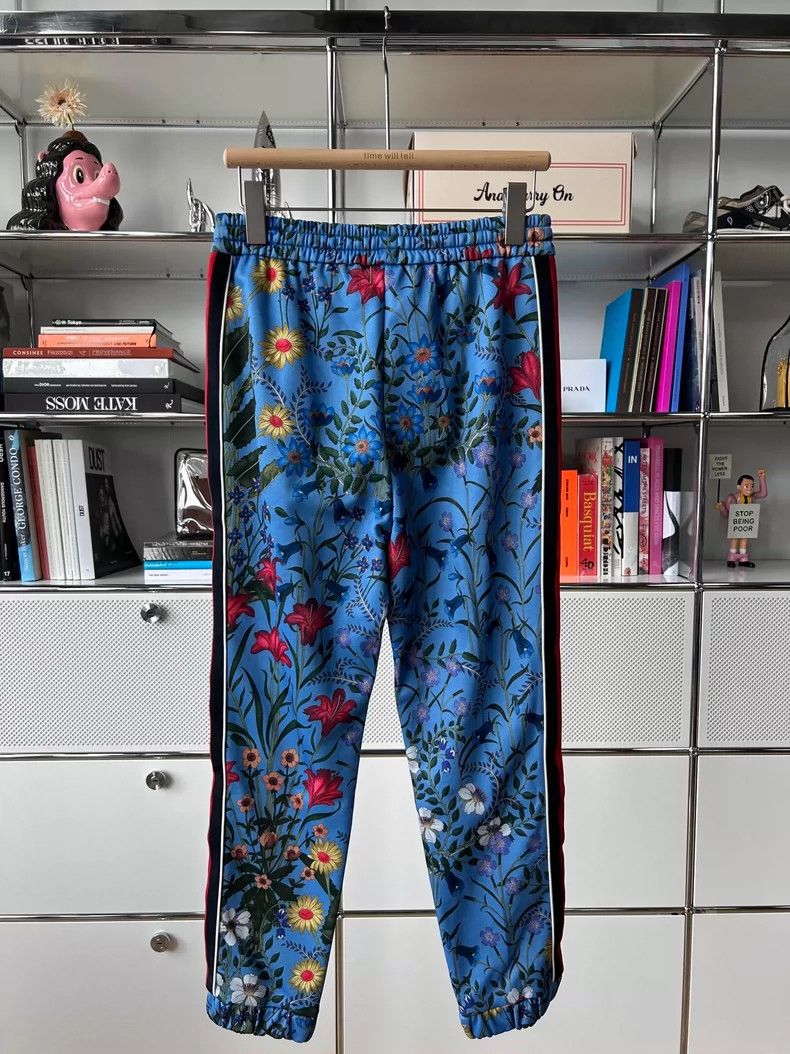 Gucci Gucci Size S Blue floral elastic sports trousers 2504-Next Size US 28 / EU 44 - 3 Thumbnail