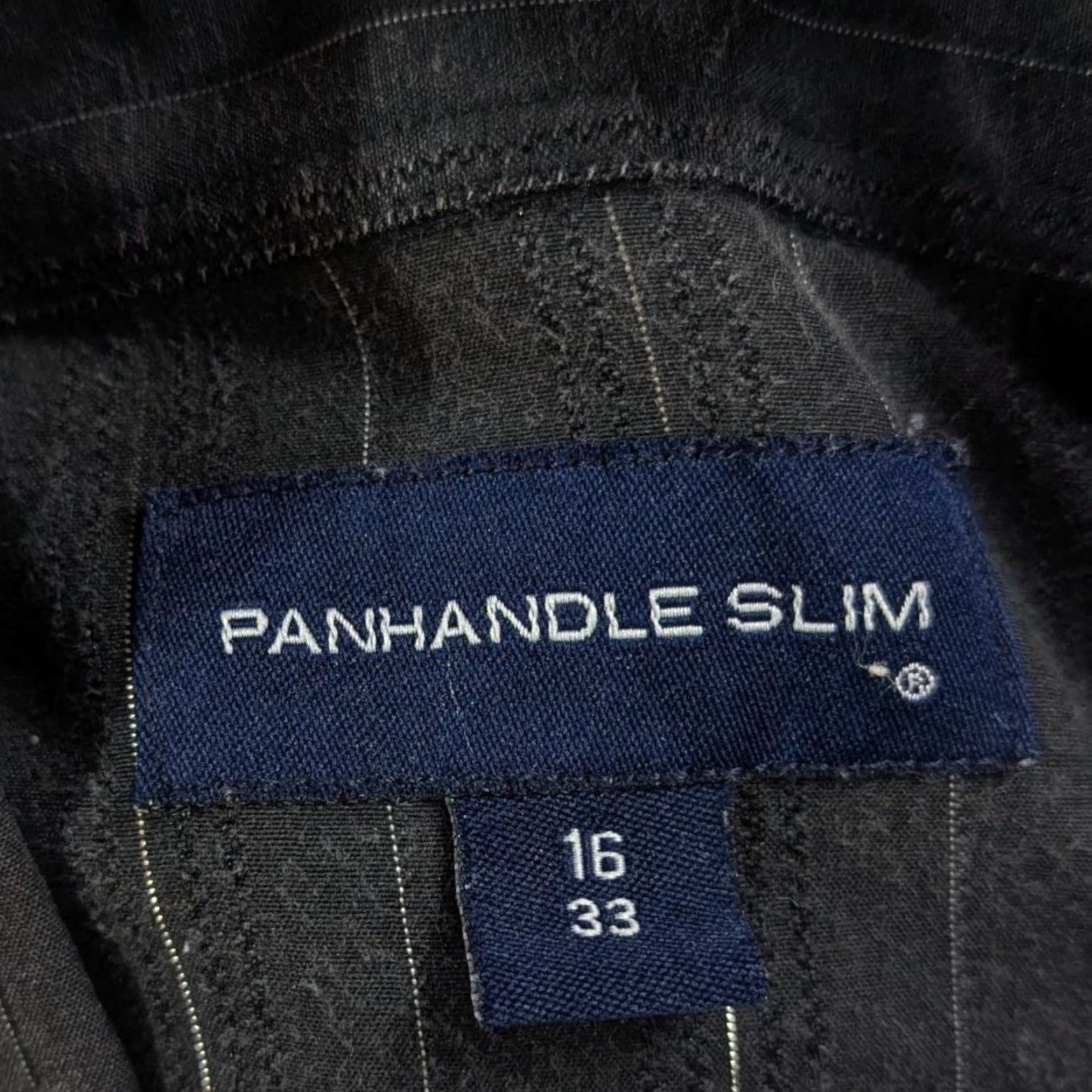 VINTAGE Panhandle Slim Pearl Snap Western Shirt Black Silver Stripes Mens 16-30 M-L Shirt Mens L Black Striped Western Cowboy Jacket Style