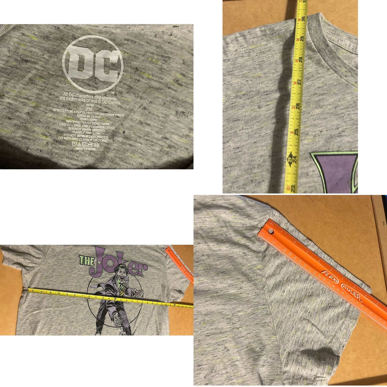 Vintage DC The Joker Shirt Men 2XL Heather Gray Short Sleeve Crew Neck Graphic 2016 Adults Mens Size US XXL / EU 58 / 5 - 9 Thumbnail