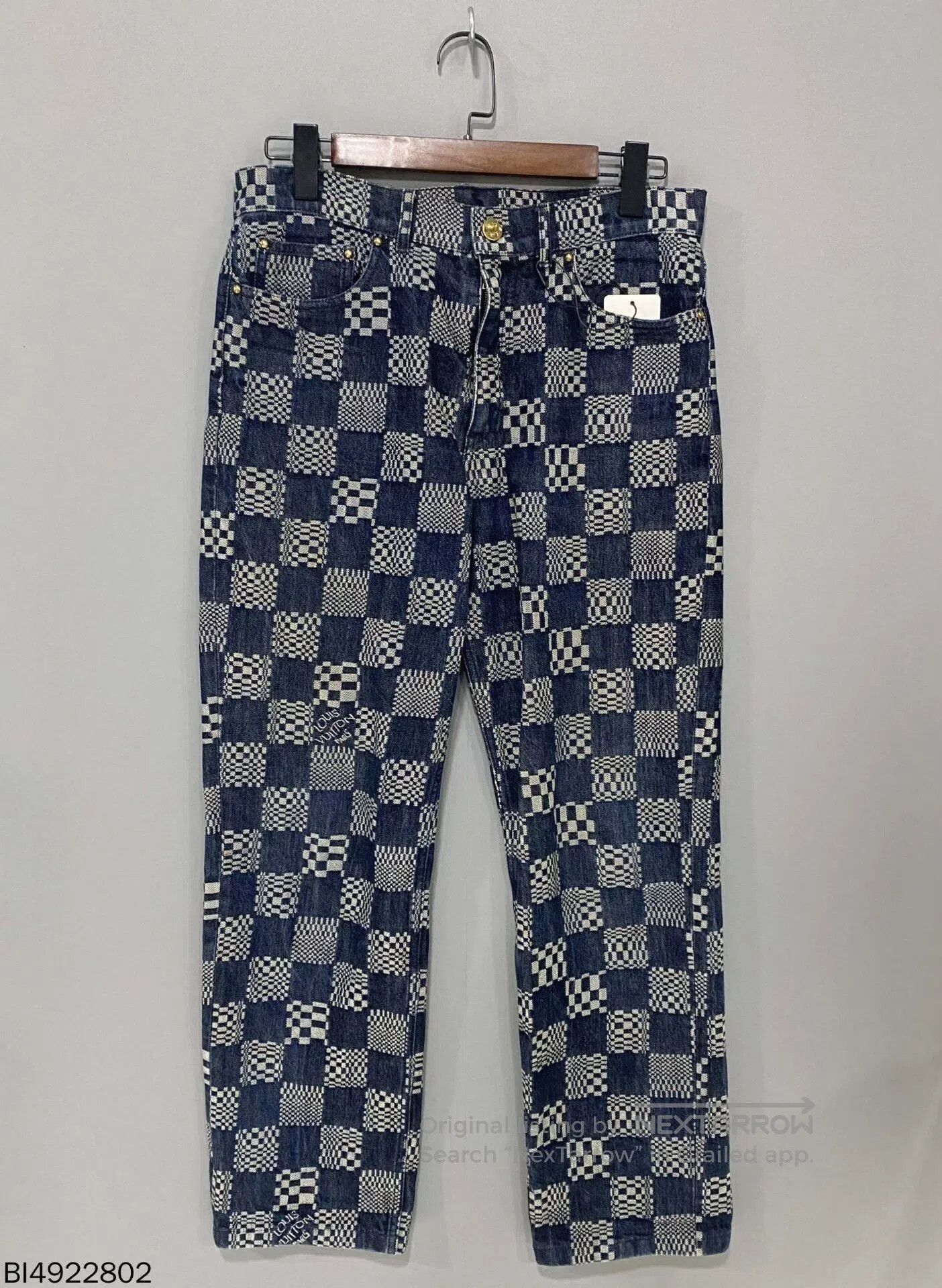 Louis Vuitton checkerboard pattern denim pants. Size US 32 / EU 48 - 1 Thumbnail