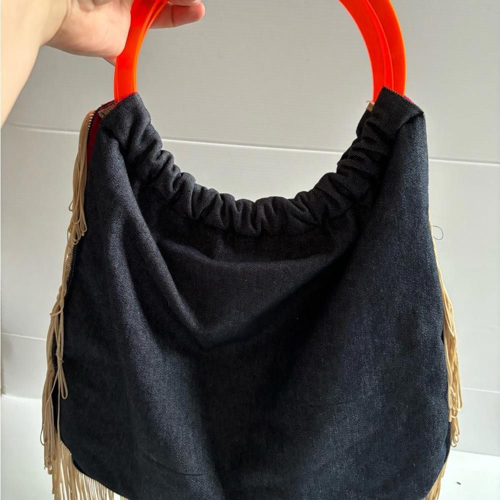 Designer Rare Matthew Williamson Navy Denim Appliqué Butterfly Bag Size ONE SIZE - 4 Thumbnail