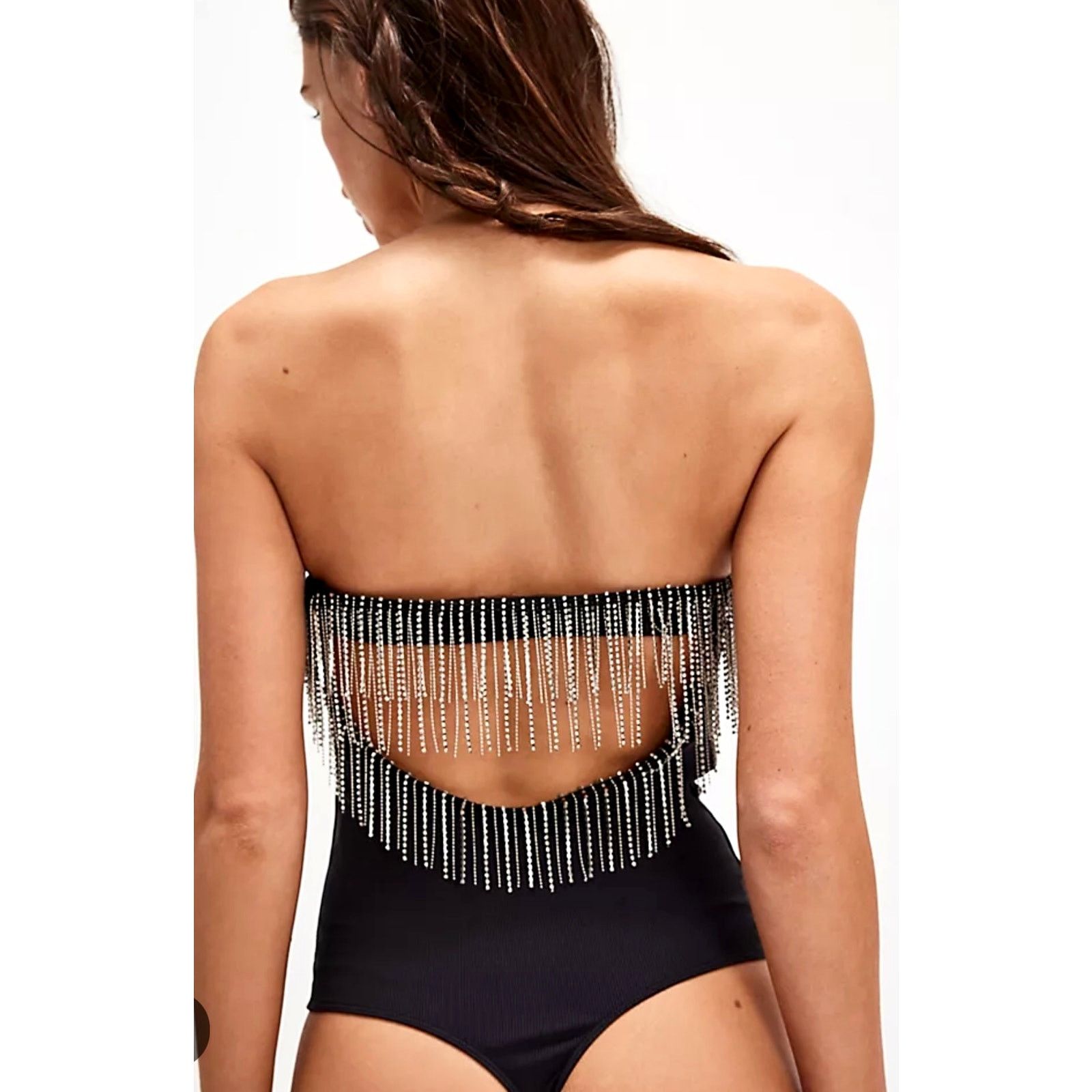 Free People Free People Heartbreaker Bodysuit Rhinestone Fringe Black XL Size XL / US 12-14 / IT 48-50 - 3 Thumbnail