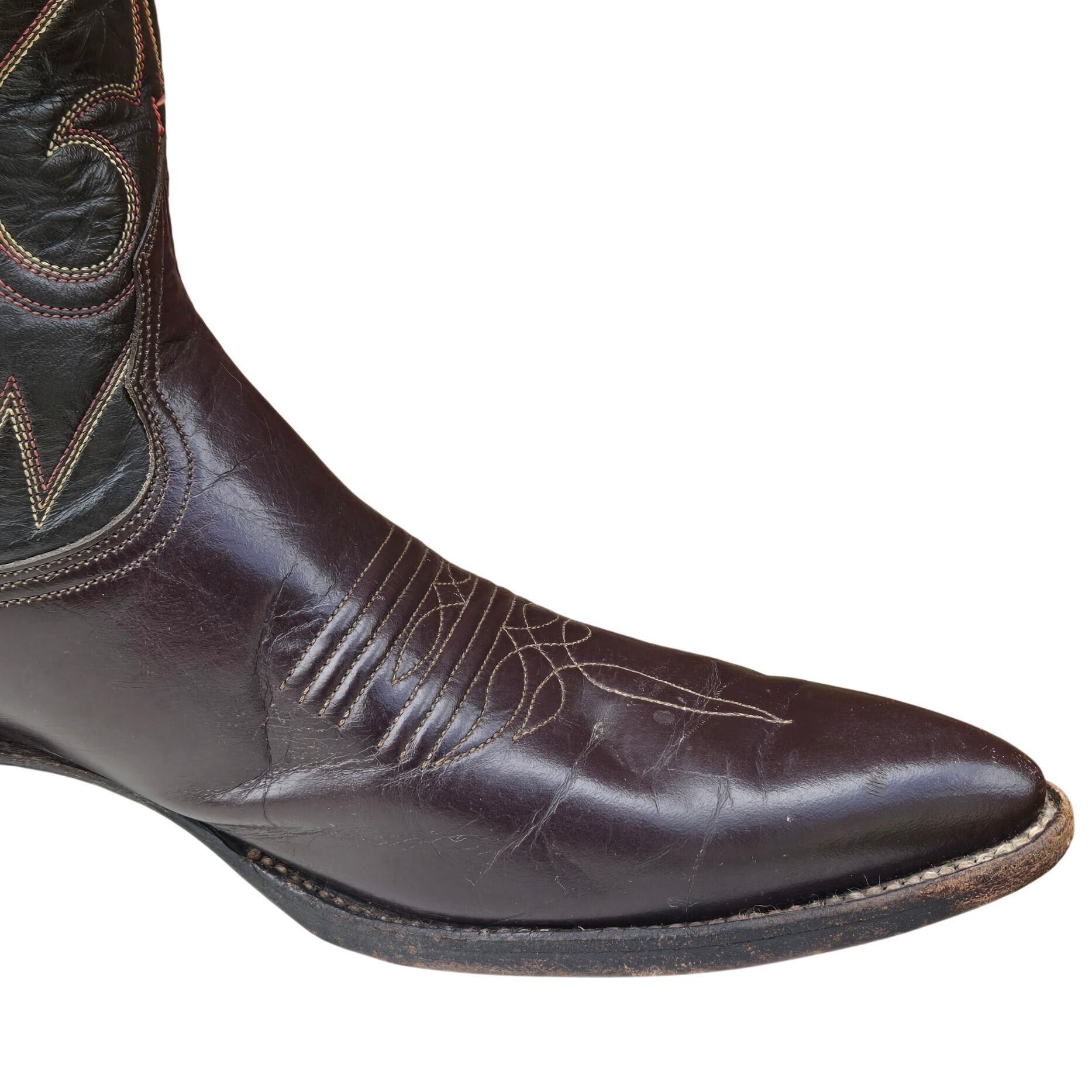 Nocona Vintage Nocona Cowboy Boots Two Tone Brown Leather Mens 11.5 Size US 11.5 / EU 44-45 - 17 Thumbnail