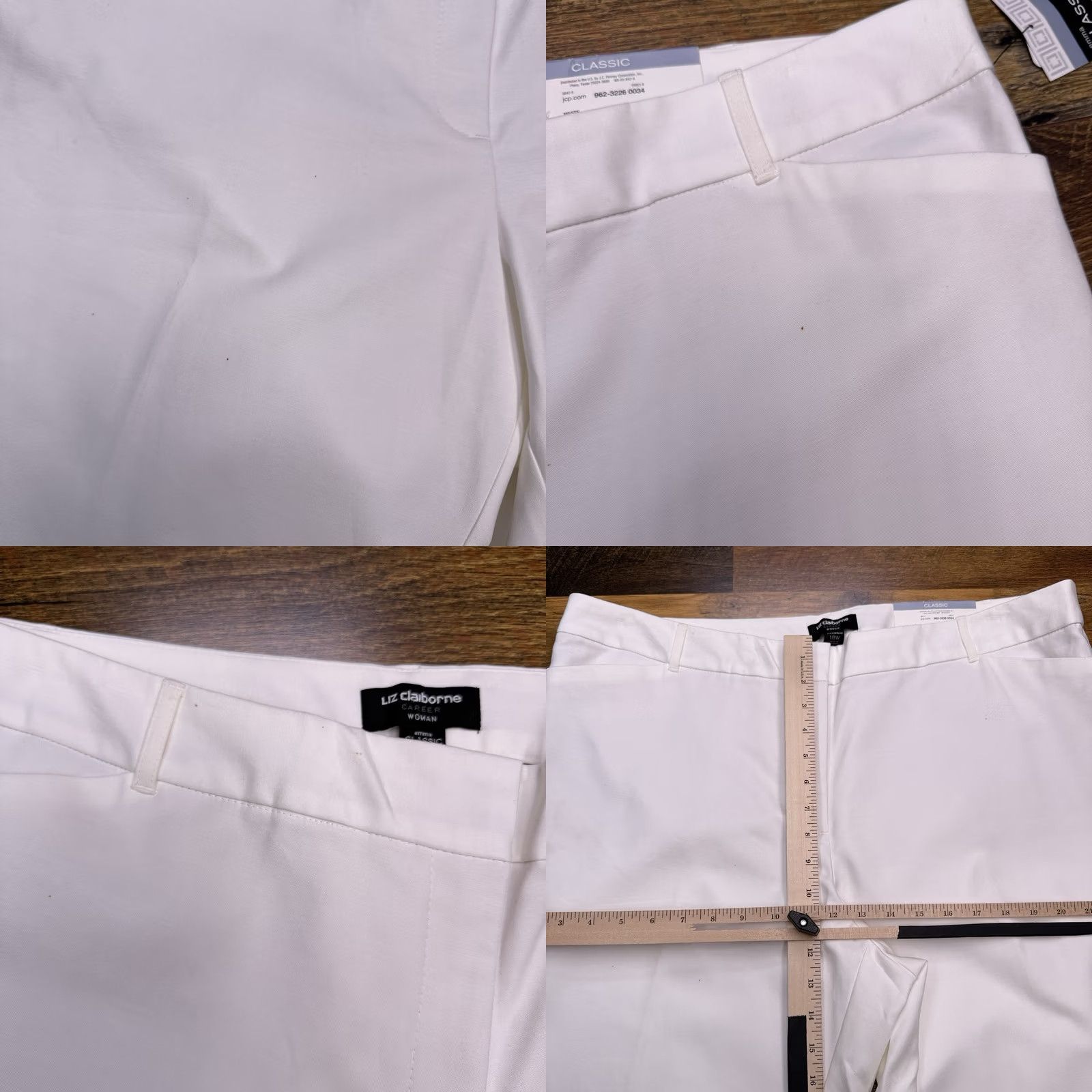Liz Claiborne Liz Claiborne Emma Classic Slim Leg Pants Womens 18W White High Rise Career New Size 40" / US 18 - 9 Thumbnail