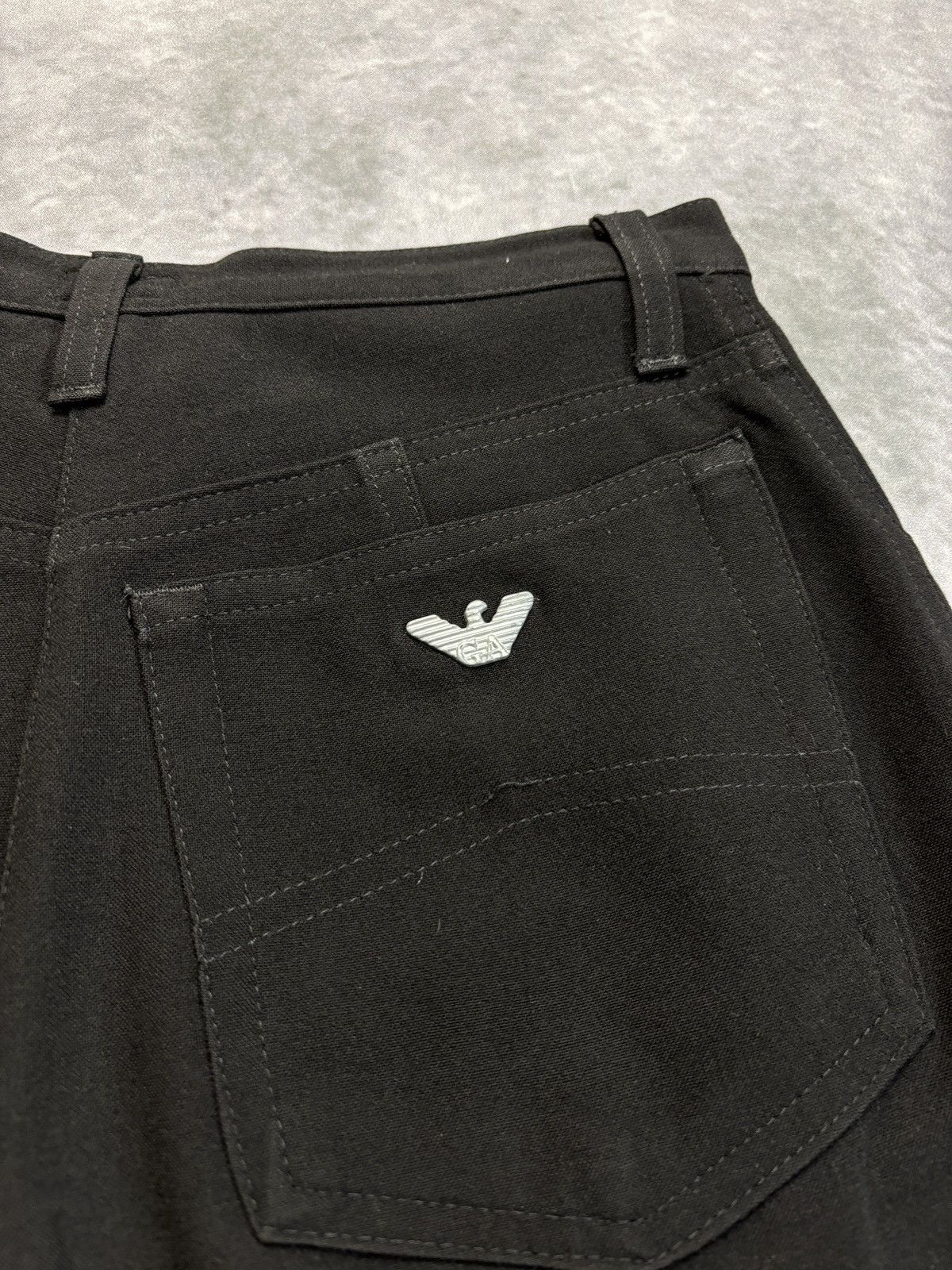 Emporio Armani × Giorgio Armani × Vintage Vintage Armani Jeans Black Trousers 1990s 2000s Wool Italy Size 26" / US 2 / IT 38 - 4 Thumbnail