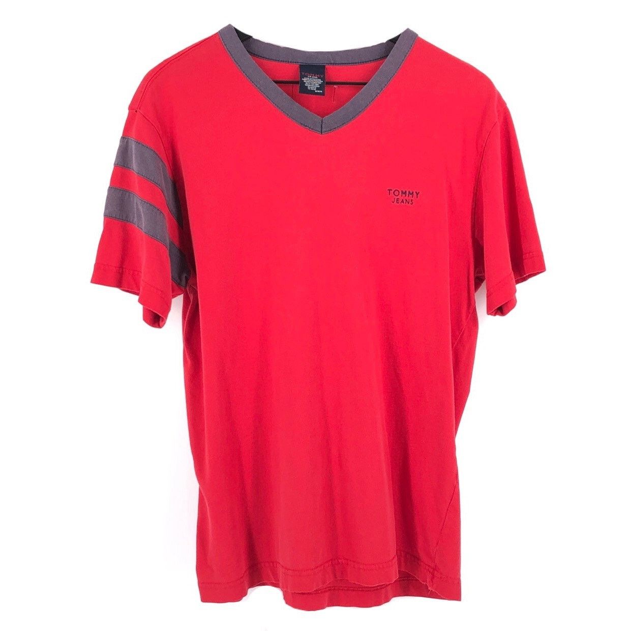 Tommy Hilfiger × Vintage 90s Tommy Hilfiger Tommy Jeans v neck tshirt Size US M / EU 48-50 / 2 - 1 Thumbnail