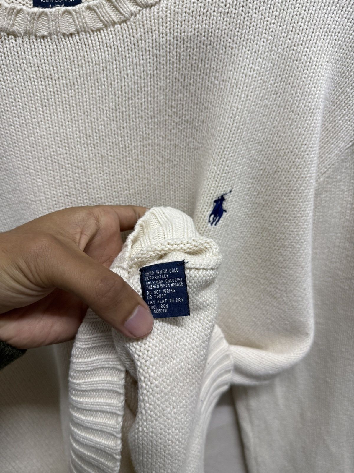 Polo Ralph Lauren 2000s Polo Ralph Lauren Cream Small Pony Knit Sweater Size US L / EU 52-54 / 3 - 5 Thumbnail
