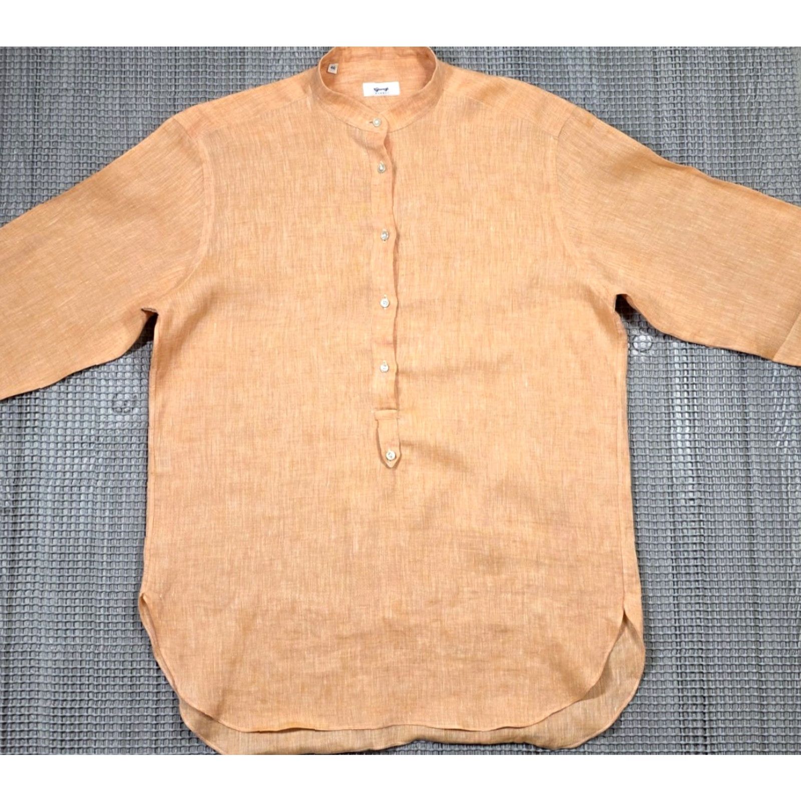 Vintage giangi napoli Top Women Button-Up Shirt Long Sleeve Linen Blouse Orange Band Collar 46 Italy Size L / US 10 / IT 46 - 5 Thumbnail