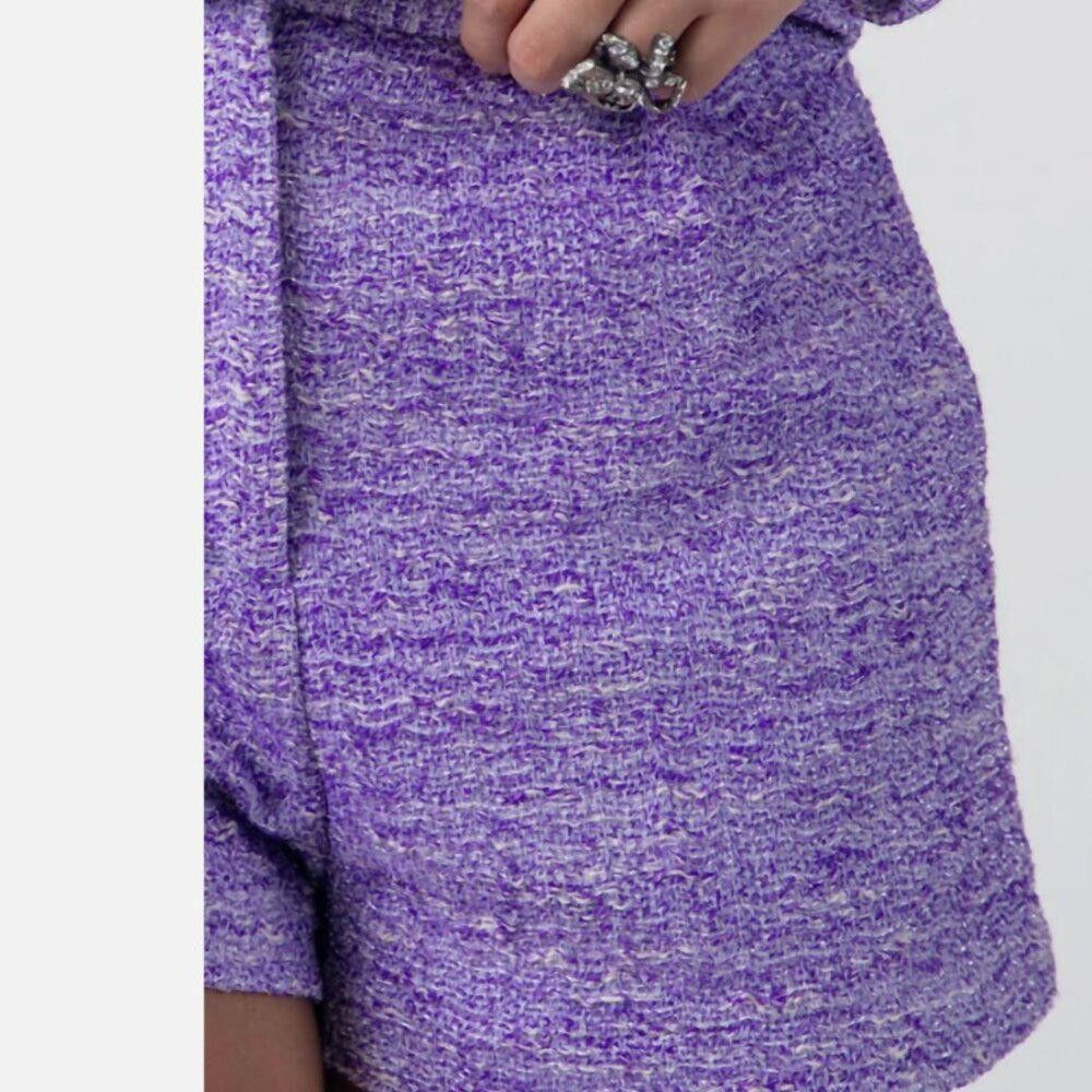 Iro New IRO Paris Najo Tweed Shorts in Purple/Silver Size 28" / US 6 / IT 42 - 3 Thumbnail