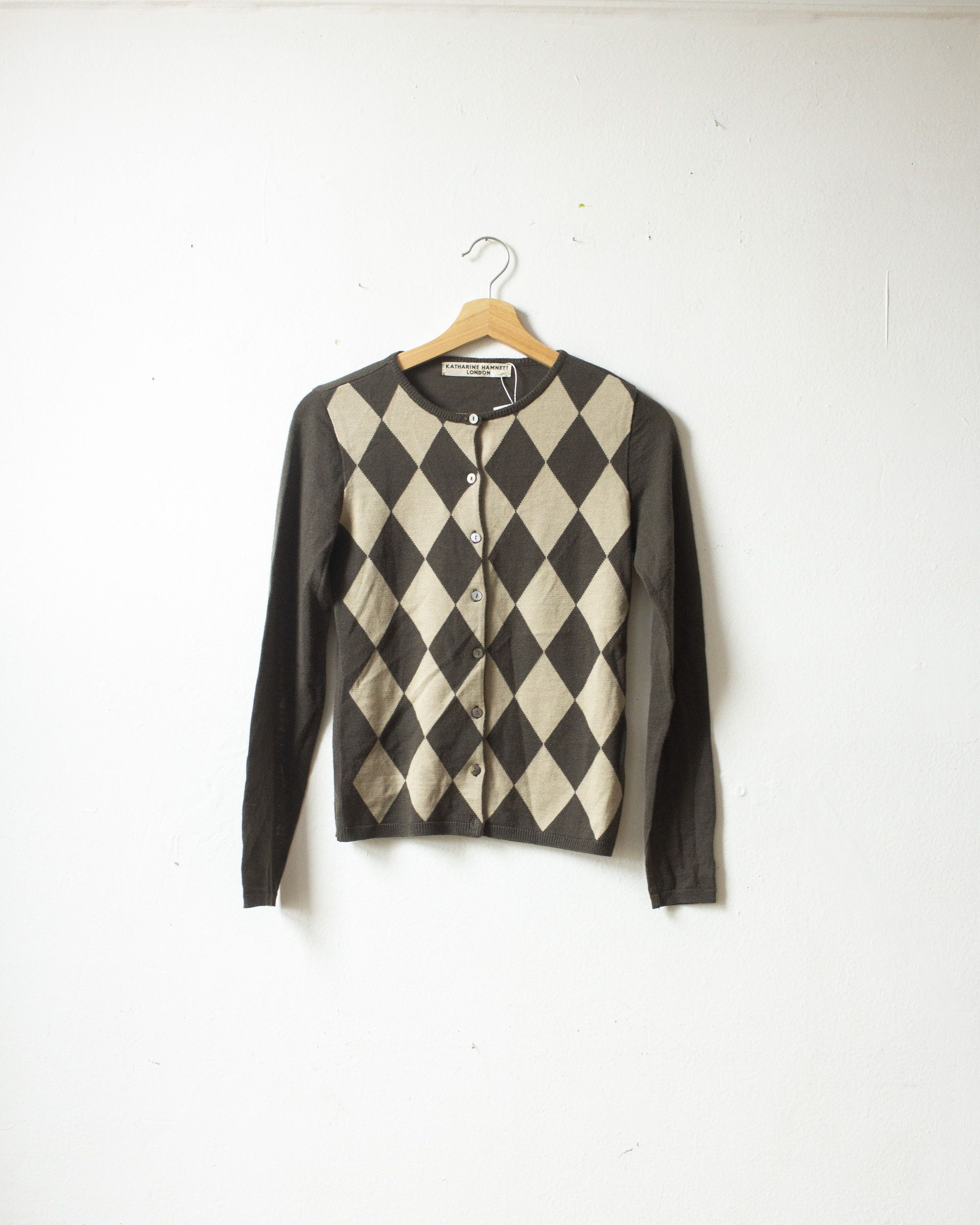 image of Katharine Hamnett London 1990S Katharine Hamnett Argyle Cardigan in Brown, Women's