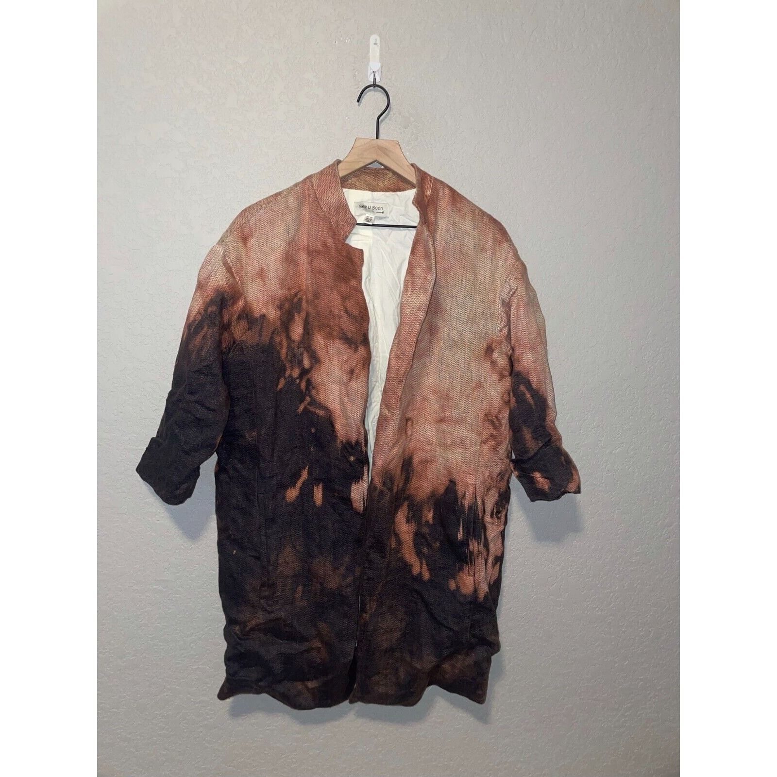Vintage See U Soon Jacket Black Bleached Blazer Linen Poly M Medium Size M / US 6-8 / IT 42-44 - 1 Thumbnail
