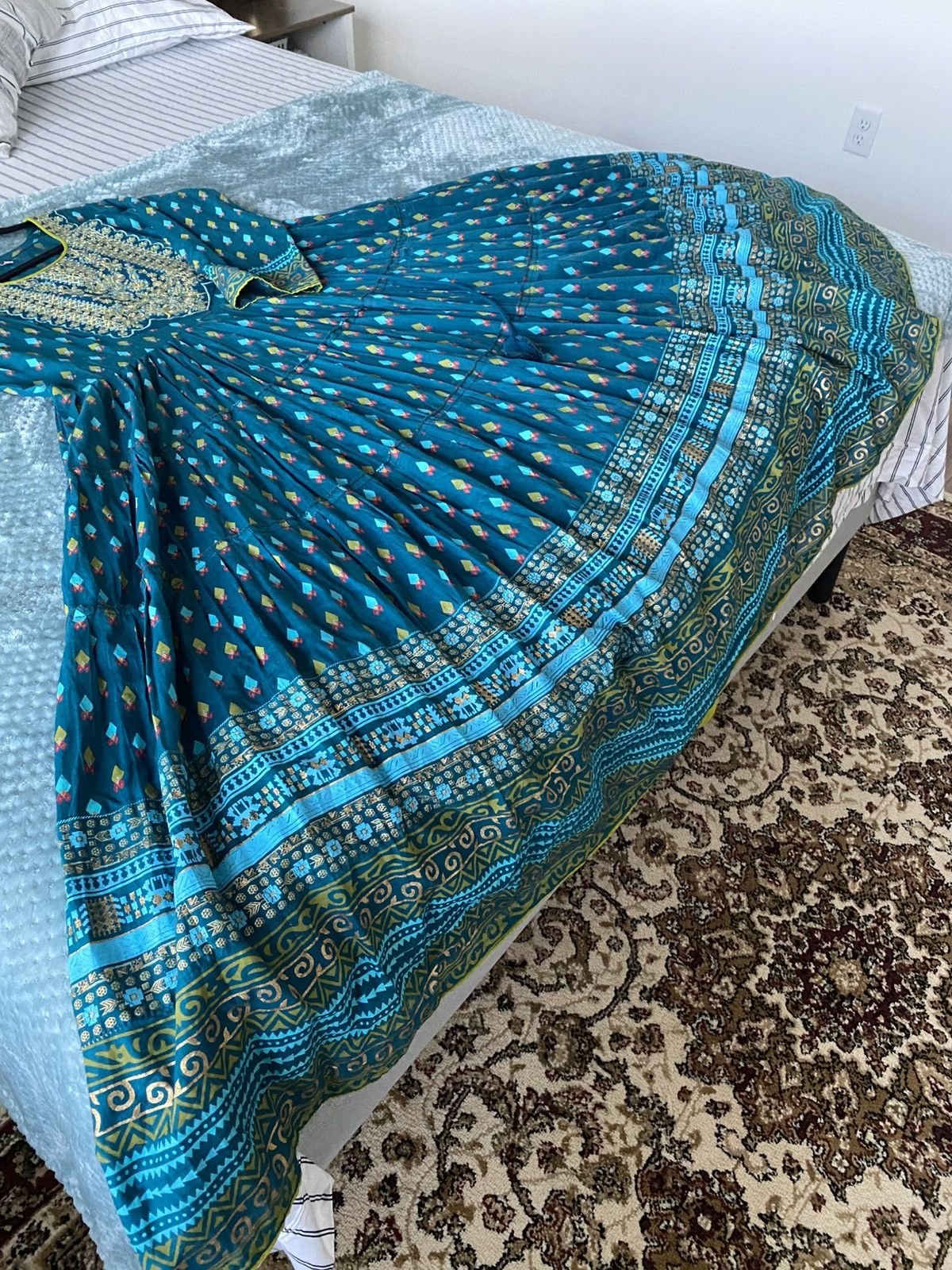 Other Teal Blue Embroidered & printed Anarkali Kurta Flare Fairy Size XL / US 12-14 / IT 48-50 - 7 Thumbnail