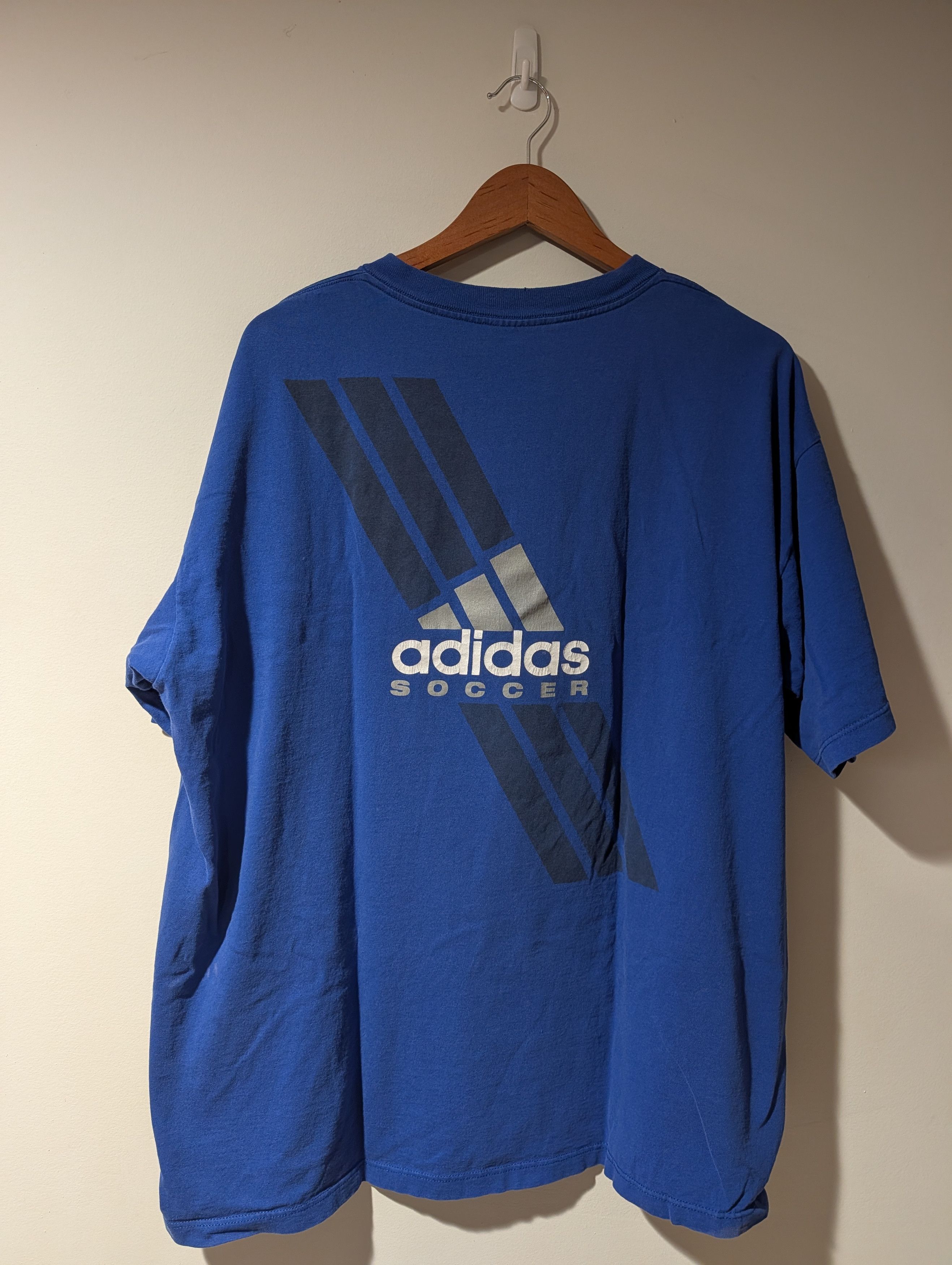 Adidas VTG 90s Adidas Soccer Big Logo T-Shirt Back Print Made USA Size US XL / EU 56 / 4 - 10 Thumbnail