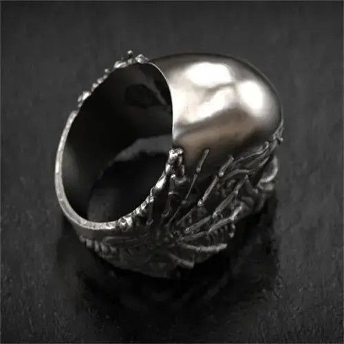 VIBE skull head men's retro ring (size 6 to 13) Size ONE SIZE - 3 Thumbnail