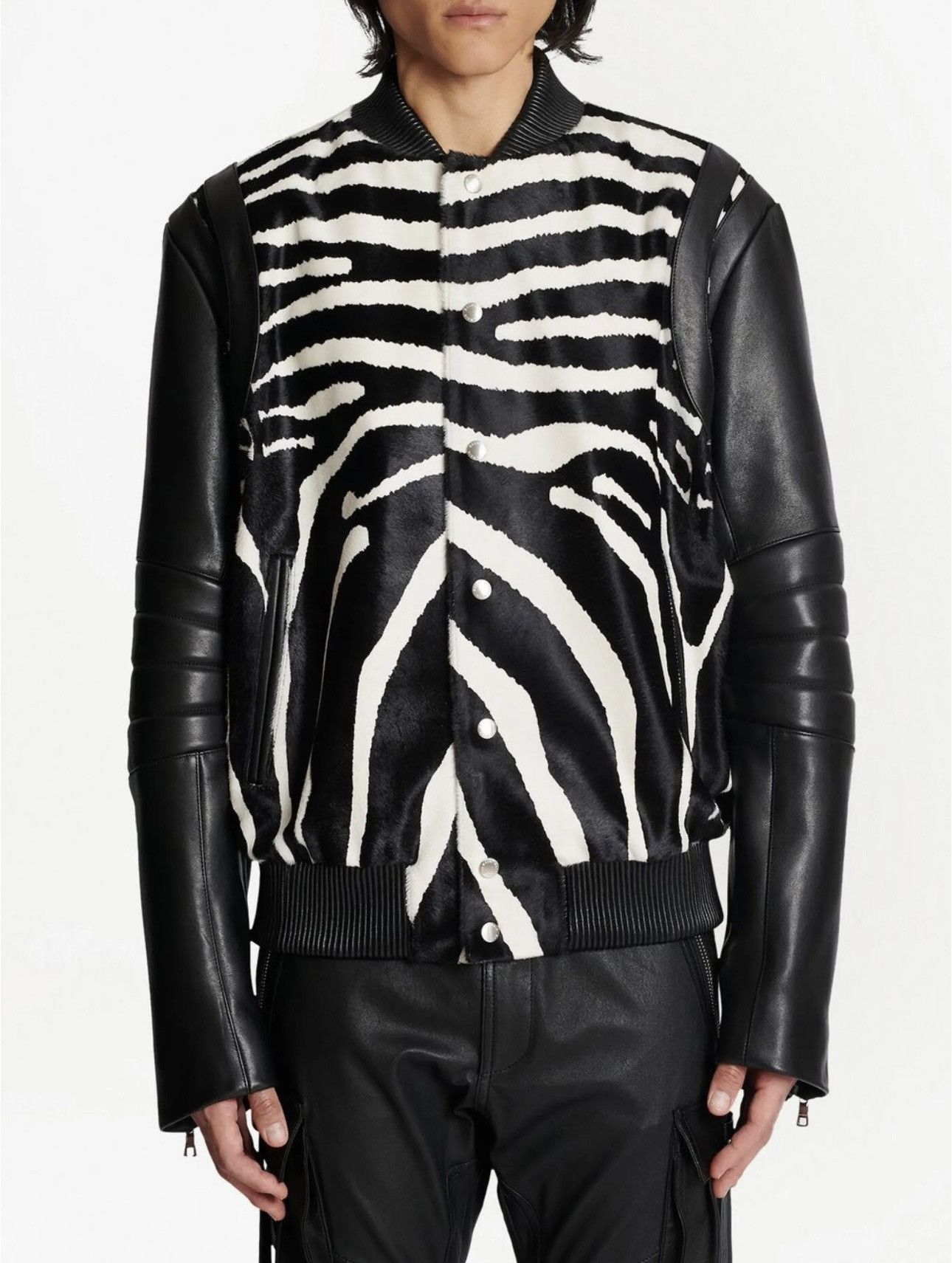 Balmain Lambskin and calf hair Zebra Print Bomber Size US M / EU 48-50 / 2 - 1 Thumbnail