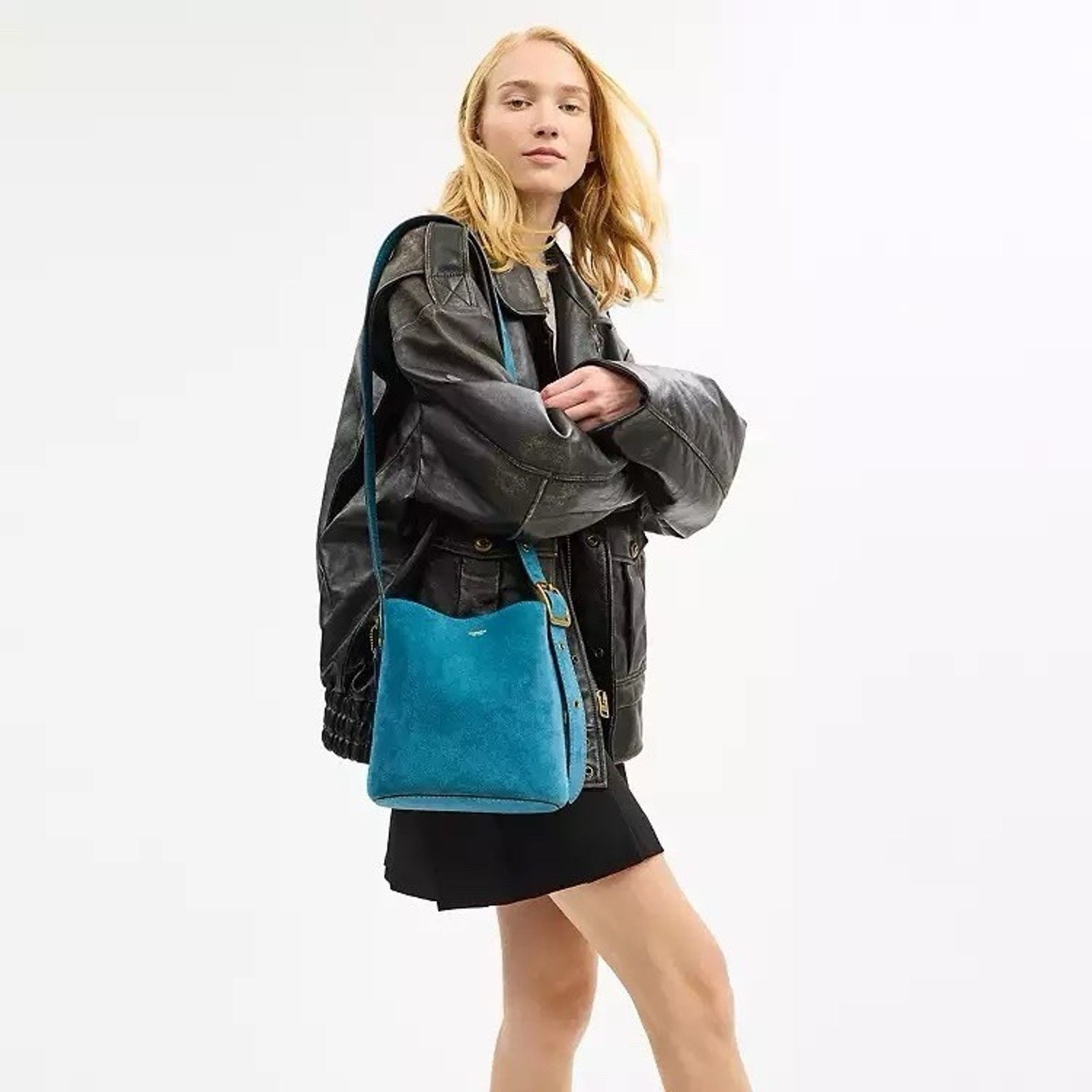 Coach NWT Coach Bleecker Bucket Bag 21 Sea Blue CCW84 suede Size ONE SIZE - 10 Thumbnail